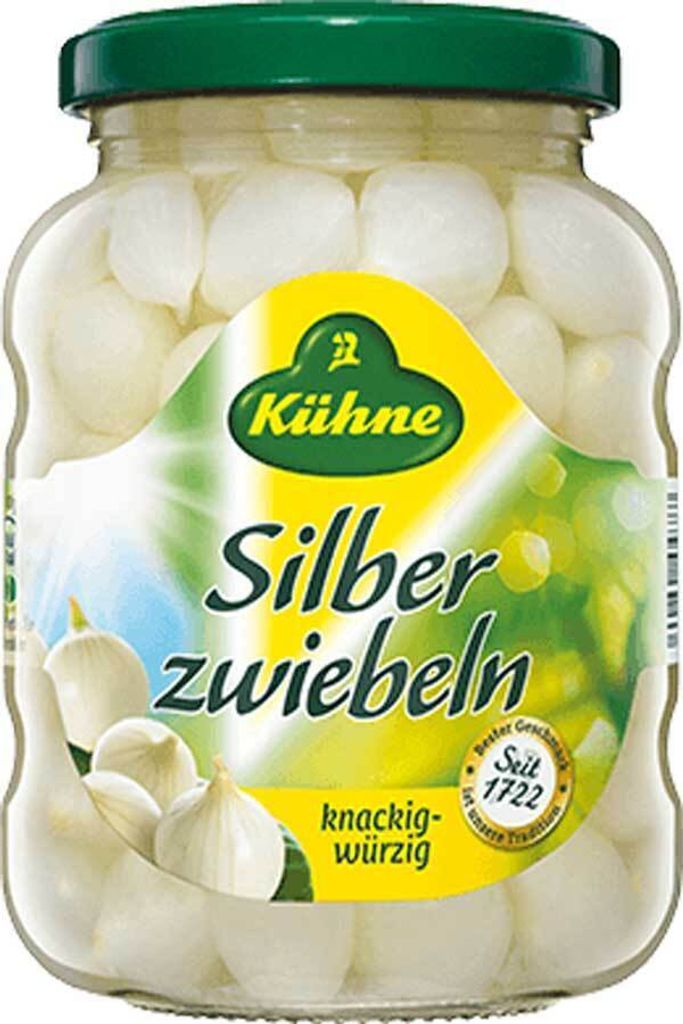 Kühne pearl onions, crisp and spicy, in a 370ml jar, 6-pack