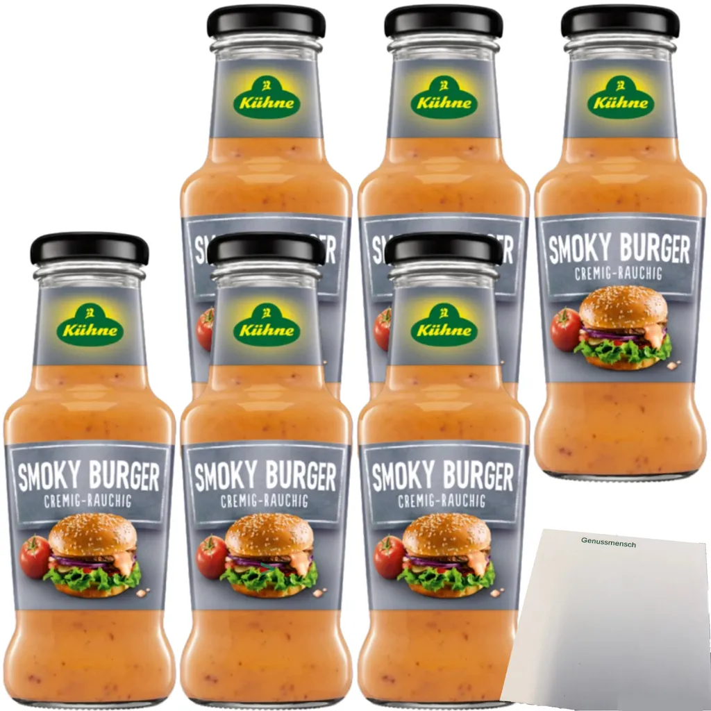Kühne Smoky Burger seasoning sauce creamy smoky flavor 6-pack (6x250ml bottle) + usy block