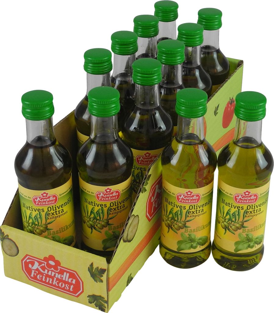 Kunella Natives Olivenöl extra kaltgepresst Basilikum - 12er Pack (12 Flaschen à 100 ml)