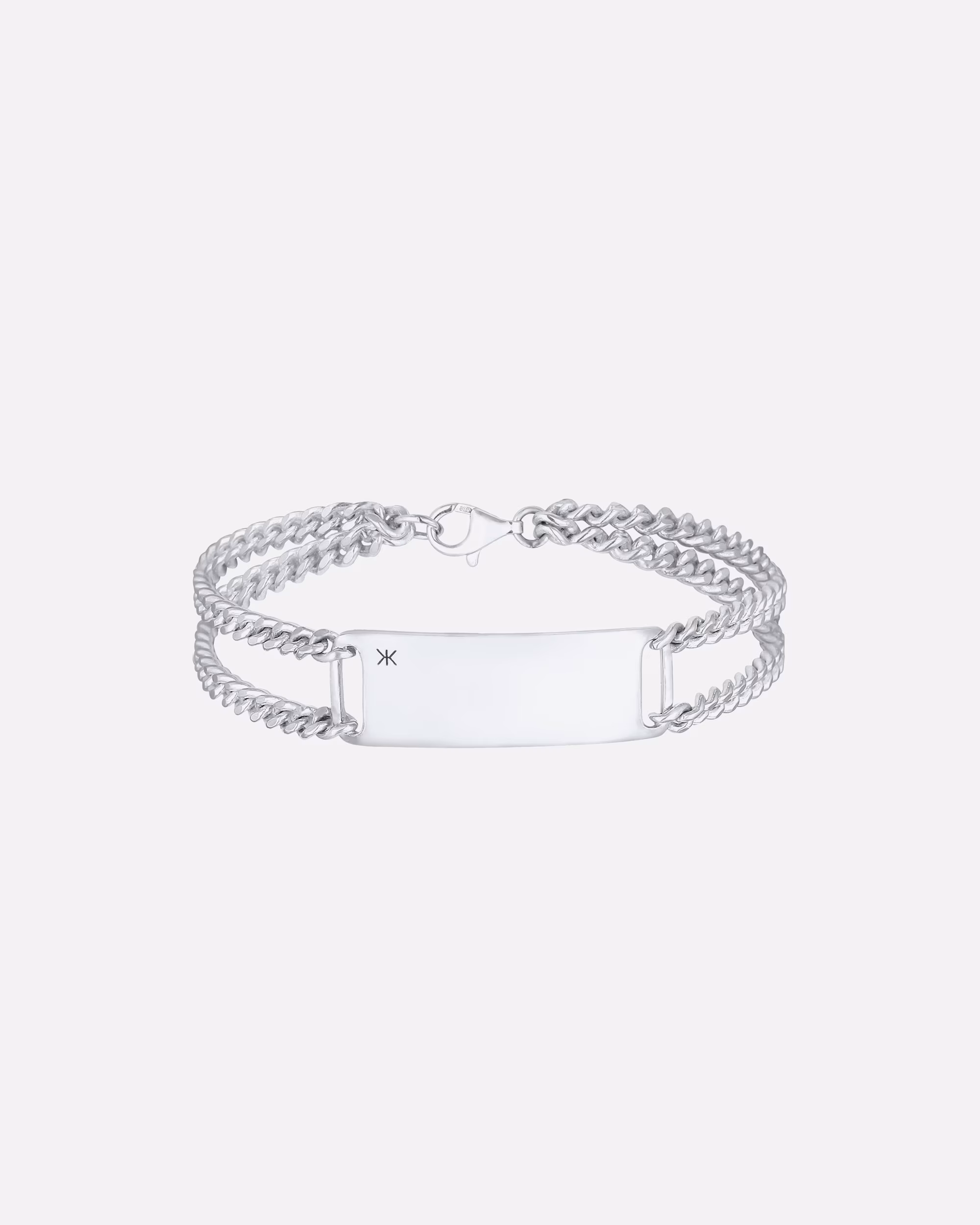 KUZZOI bracelet men's ID bracelet plate basic 925 sterling silver