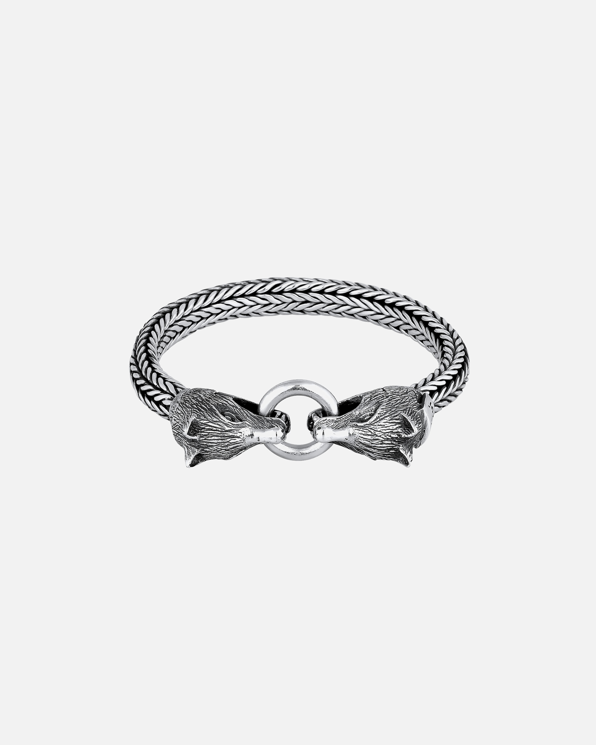 KUZZOI men's bracelet wolf head ring clasp trend 925 silver