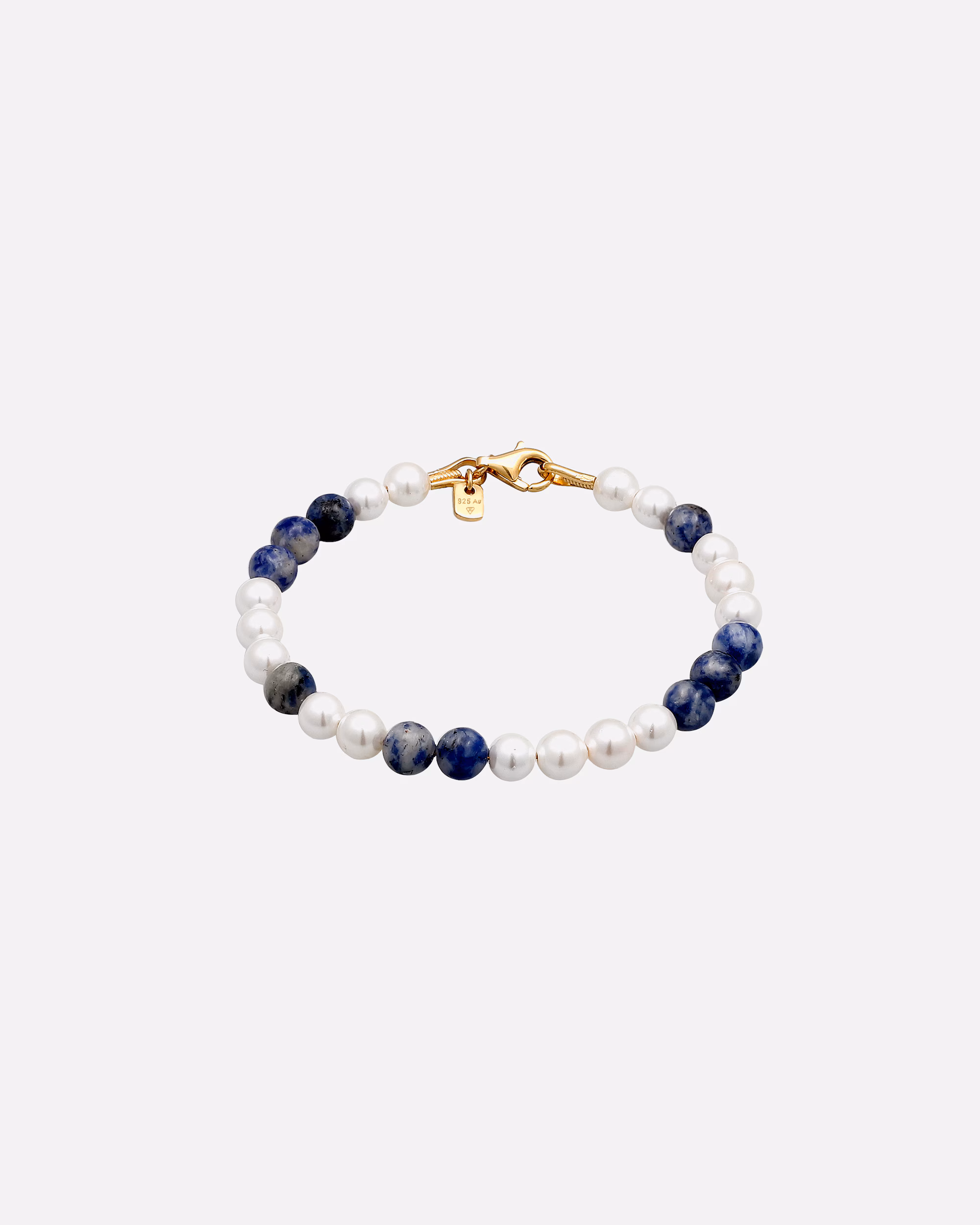 KUZZOI bracelet shell pearls agate blue 925 sterling silver gold-plated