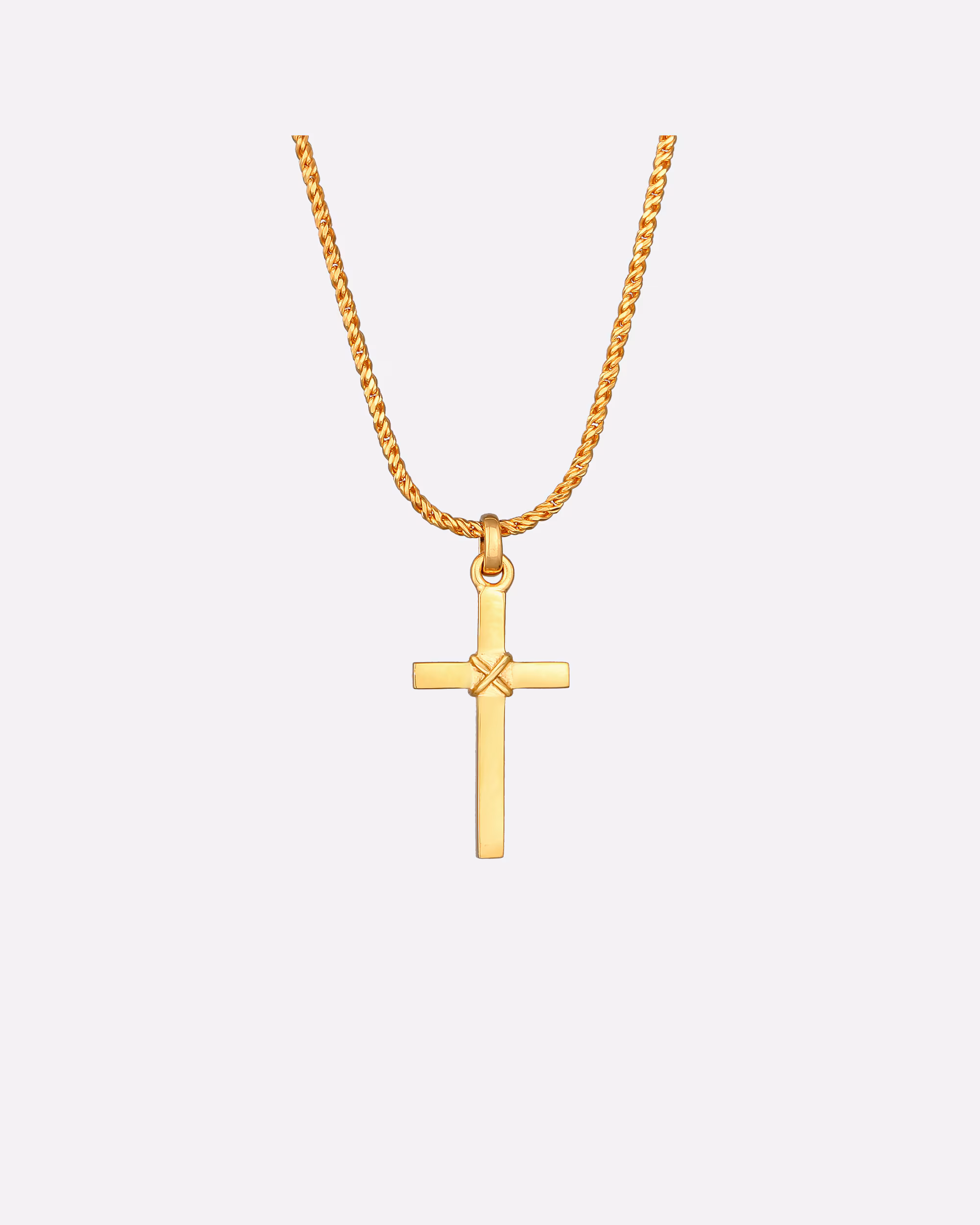KUZZOI Men's Necklace Cross Flat Cord Chain 925 Silver