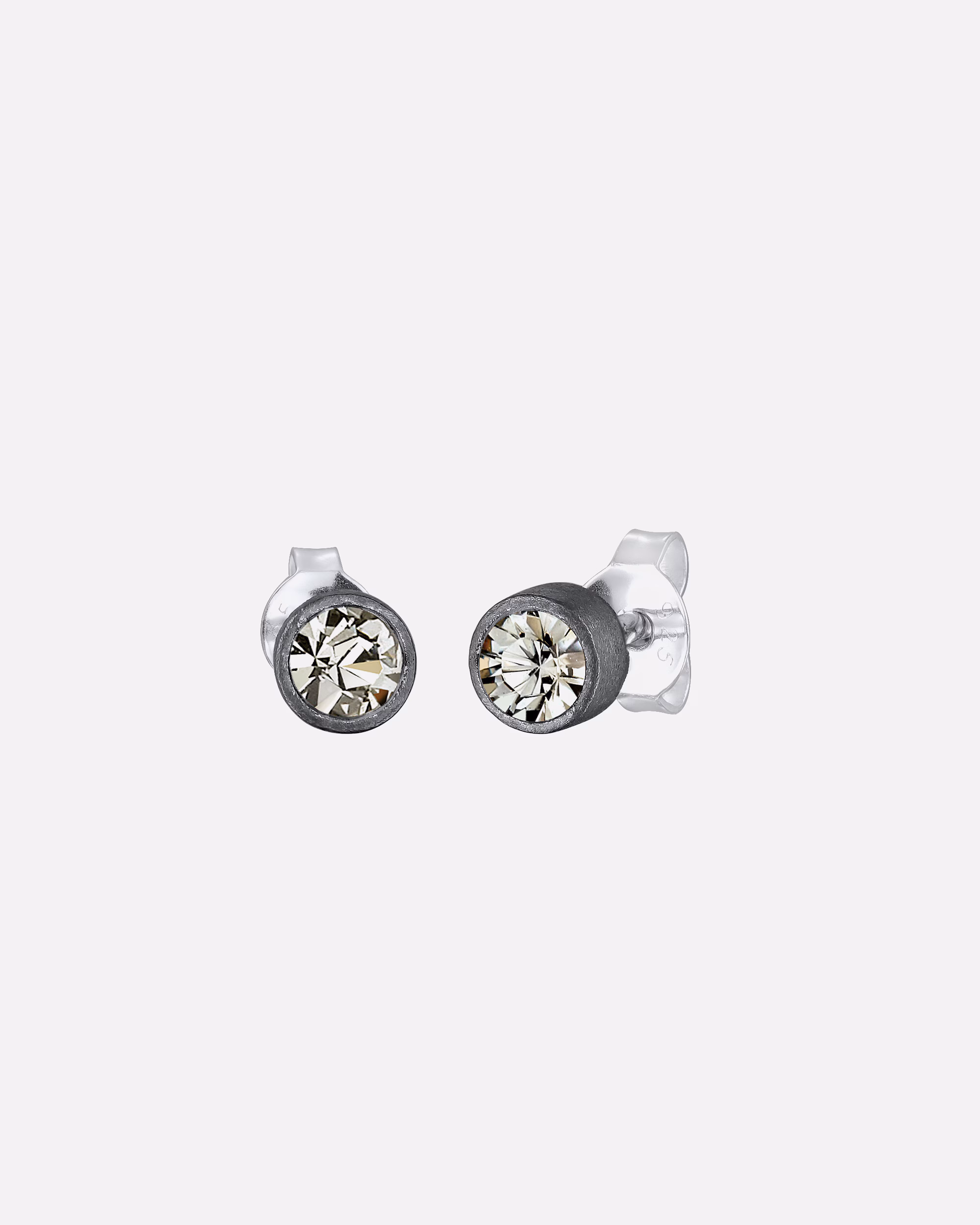 KUZZOI Earring Crystals Round Oxidized Trend Modern 925 Silver