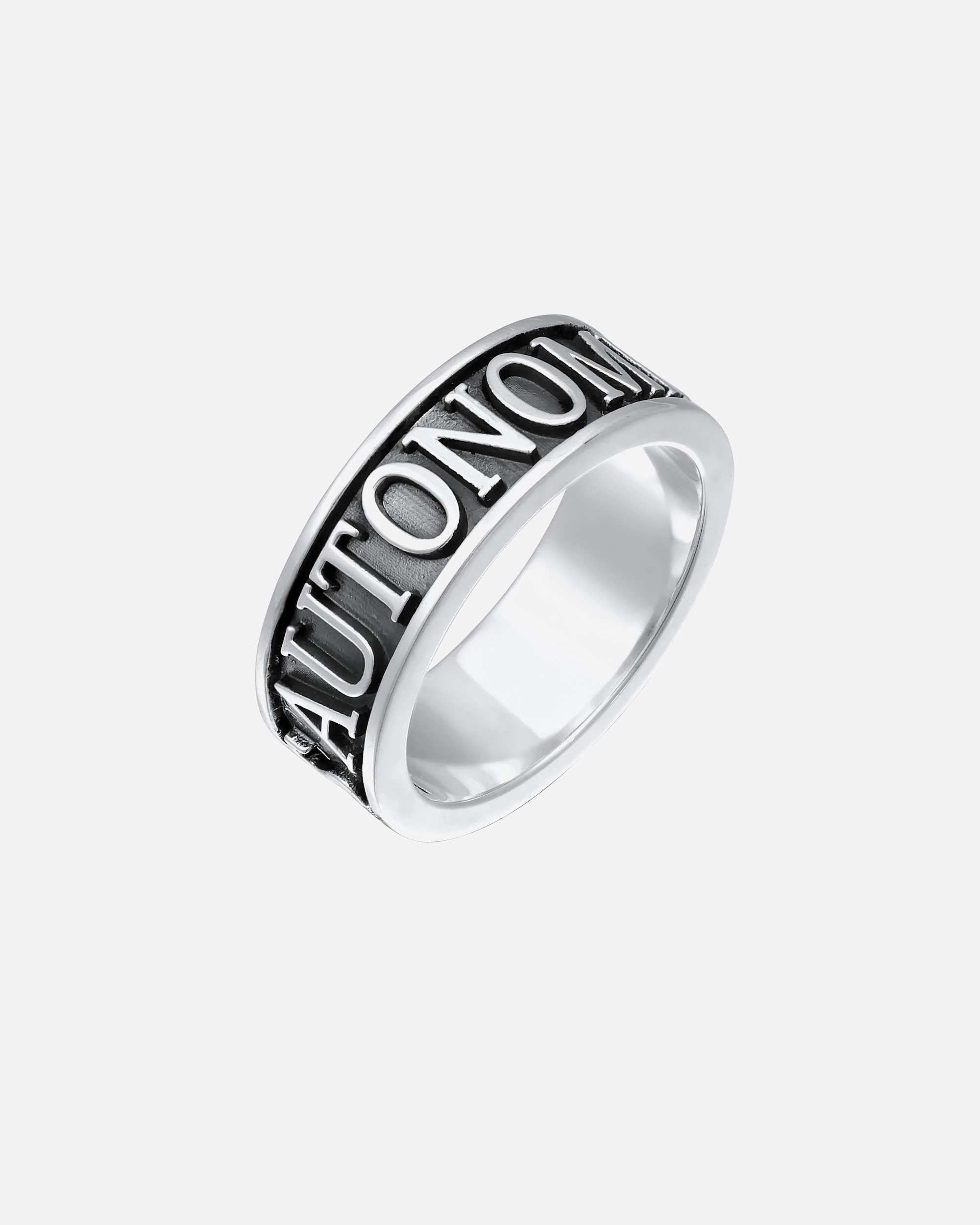 KUZZOI ring men's band ring lettering 925 silver oxidized