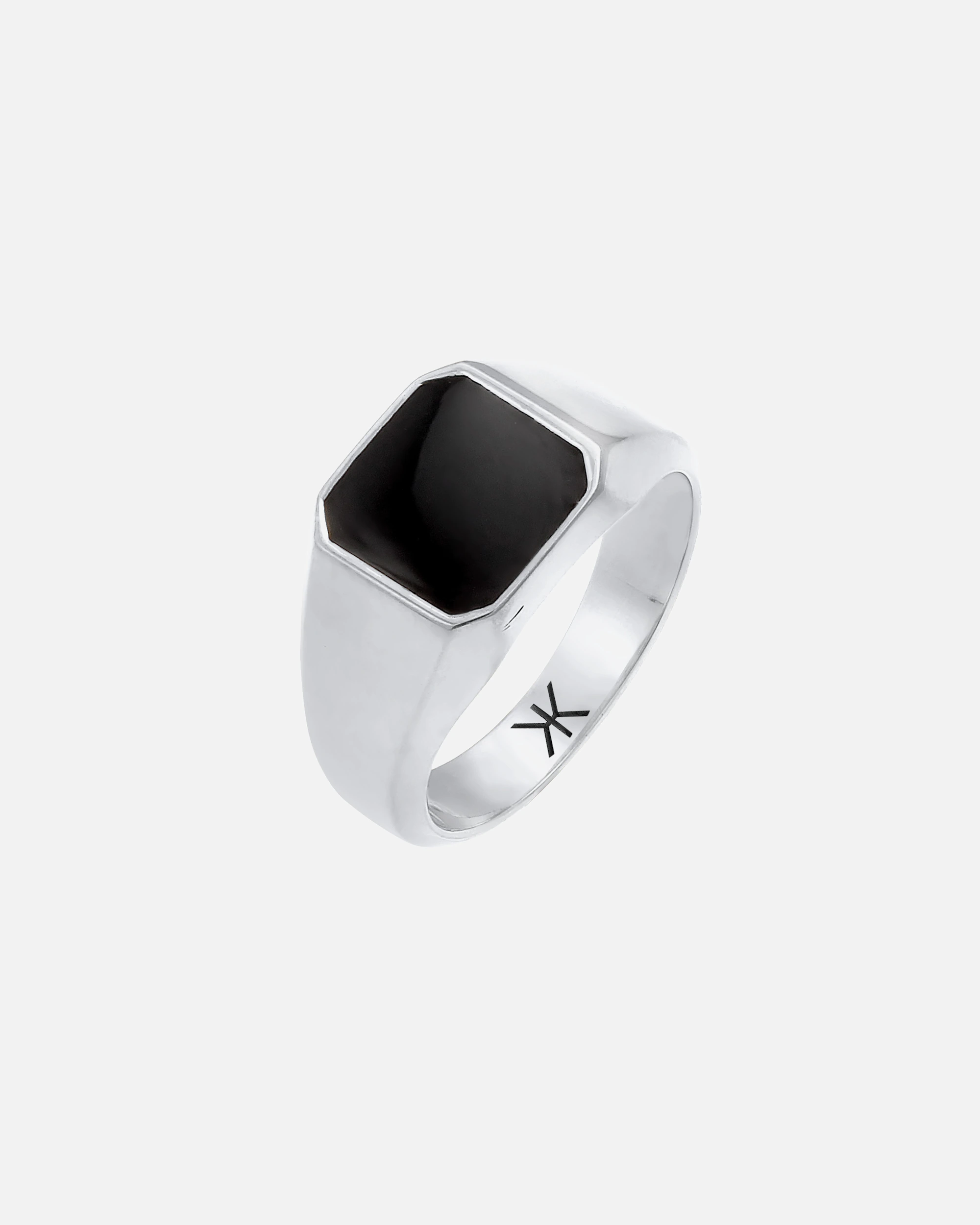 KUZZOI ring men's signet ring enamel black basic 925 silver