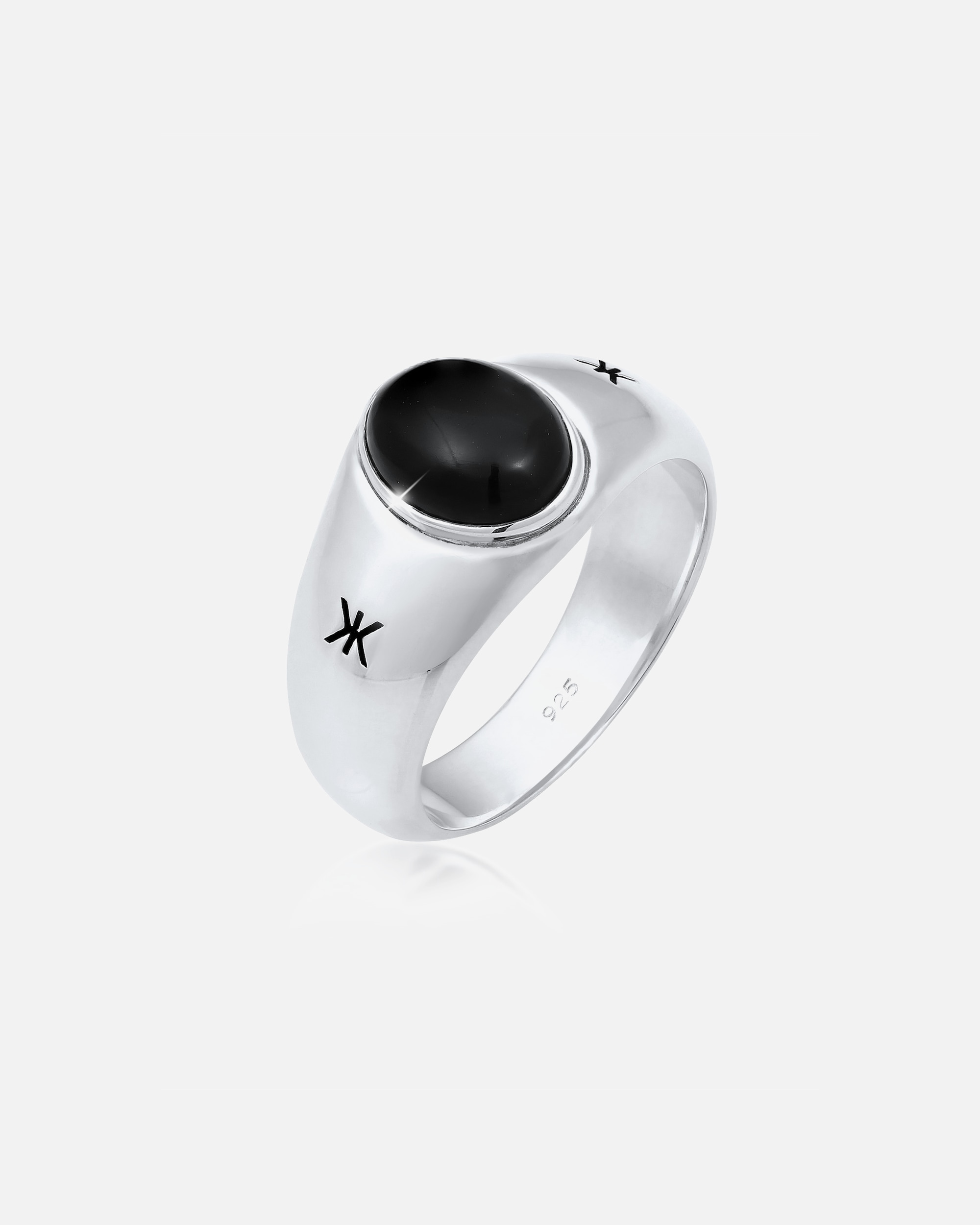 KUZZOI ring men's signet ring onyx oval basic 925 silver