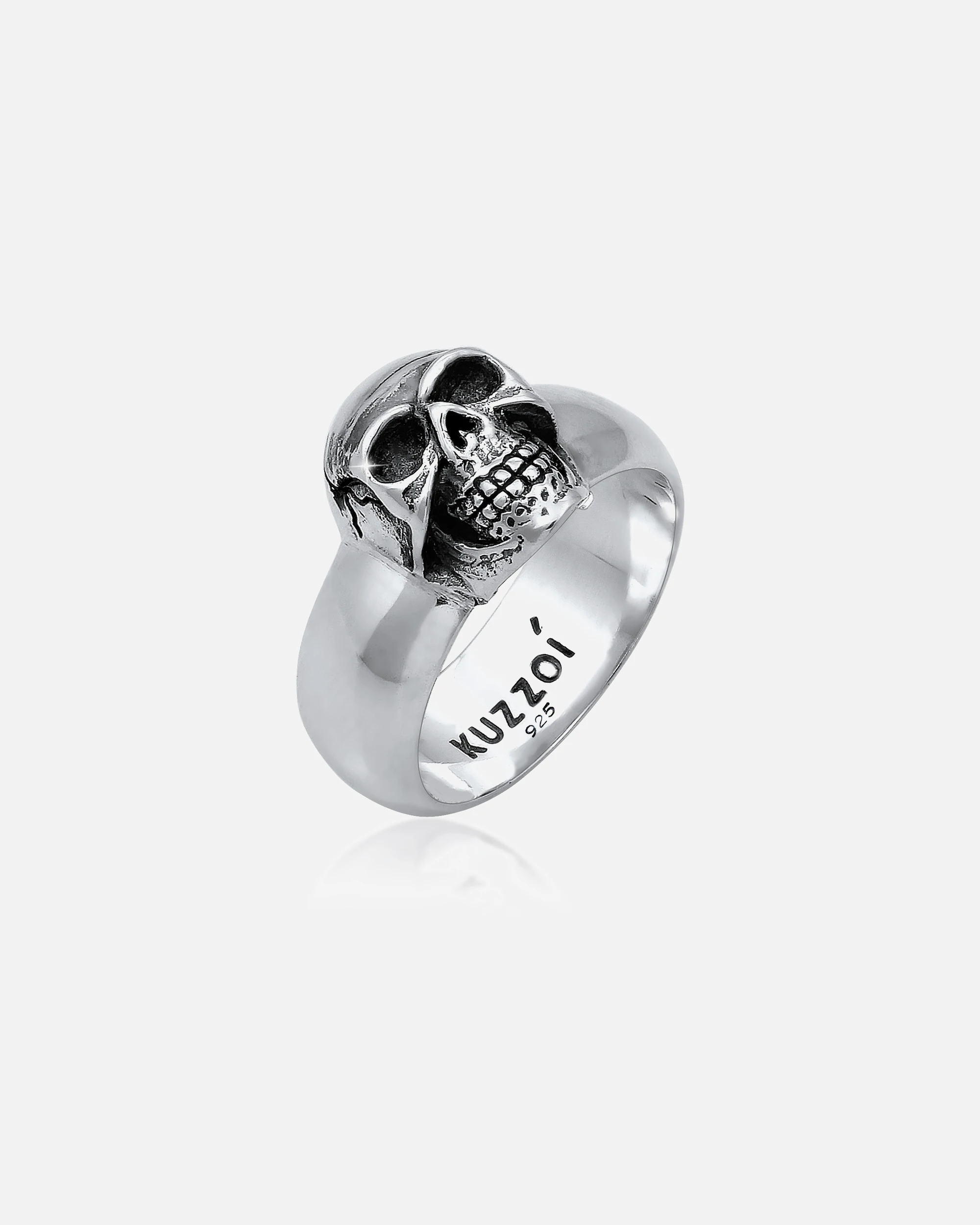 KUZZOI ring men's signet ring skull oxidized 925 silver