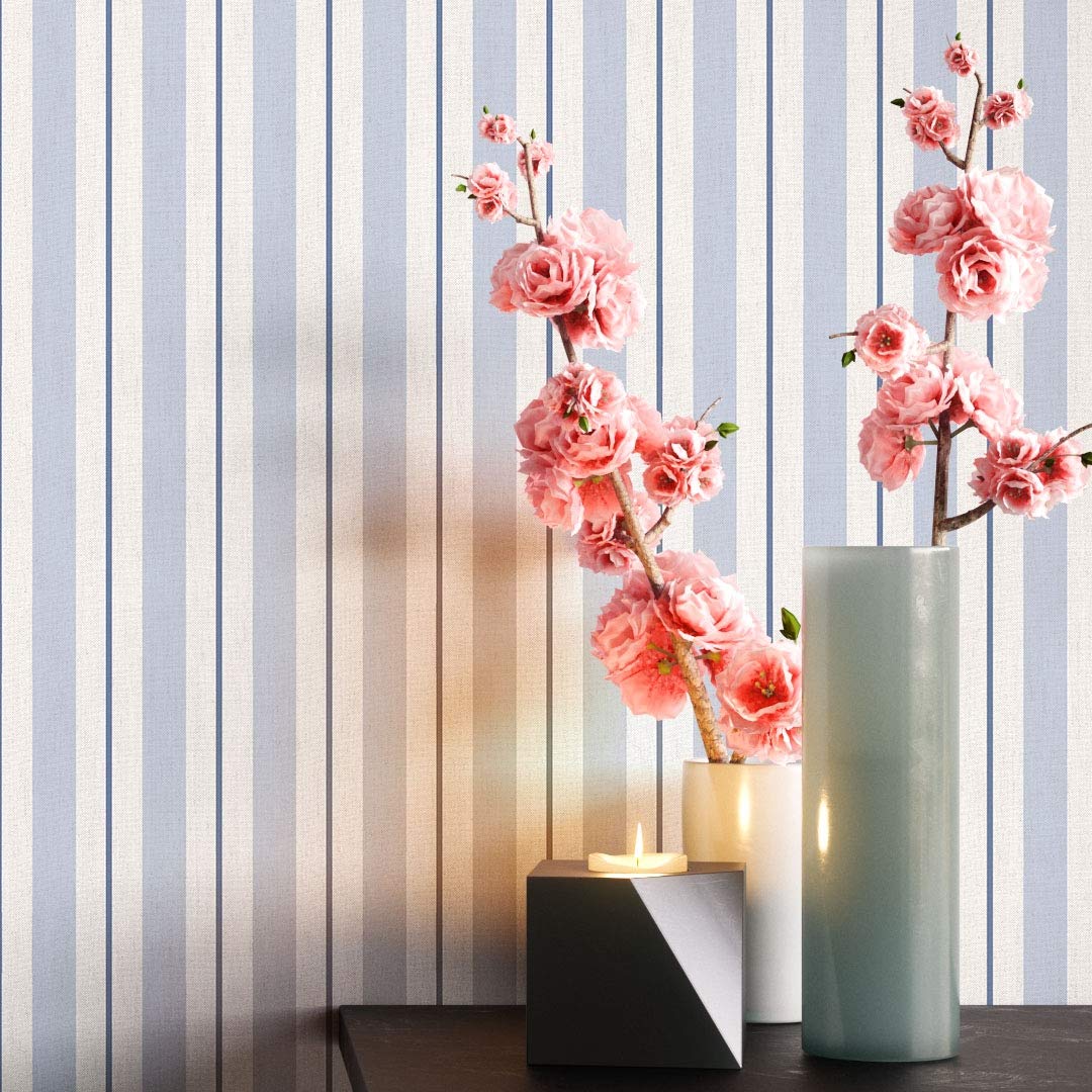 Newroom Design Newroom Classic Non-Woven Wallpaper Striped Blue Stripes With Wallpaper Gui