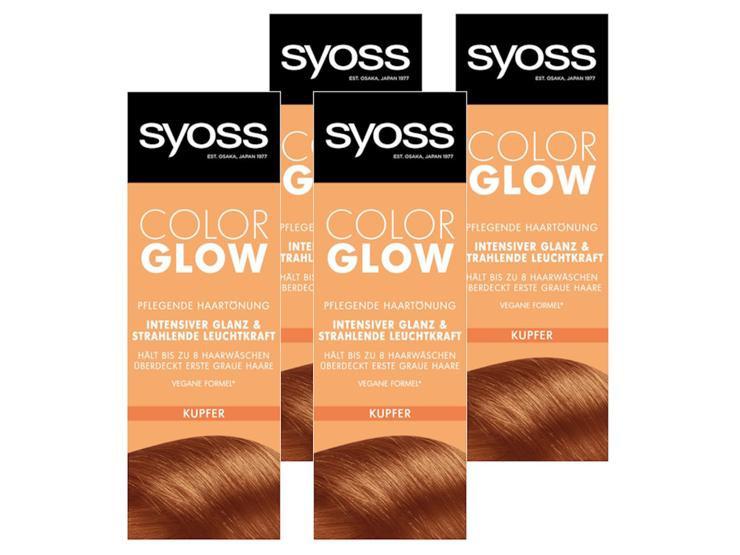 Syoss Color Glow Nourishing Hair Color Copper (4x 100 ml), semi-permanent coloring for radiant color intensity for up to 8 hair washes without damaging the hair