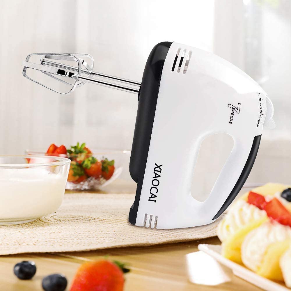 THIRDBST Electric Hand Mixer Stainless Steel 7 Speed Settings Egg Mixer with Easy Button and 5 Attachments for Cookies, Cakes, Dough, Dough