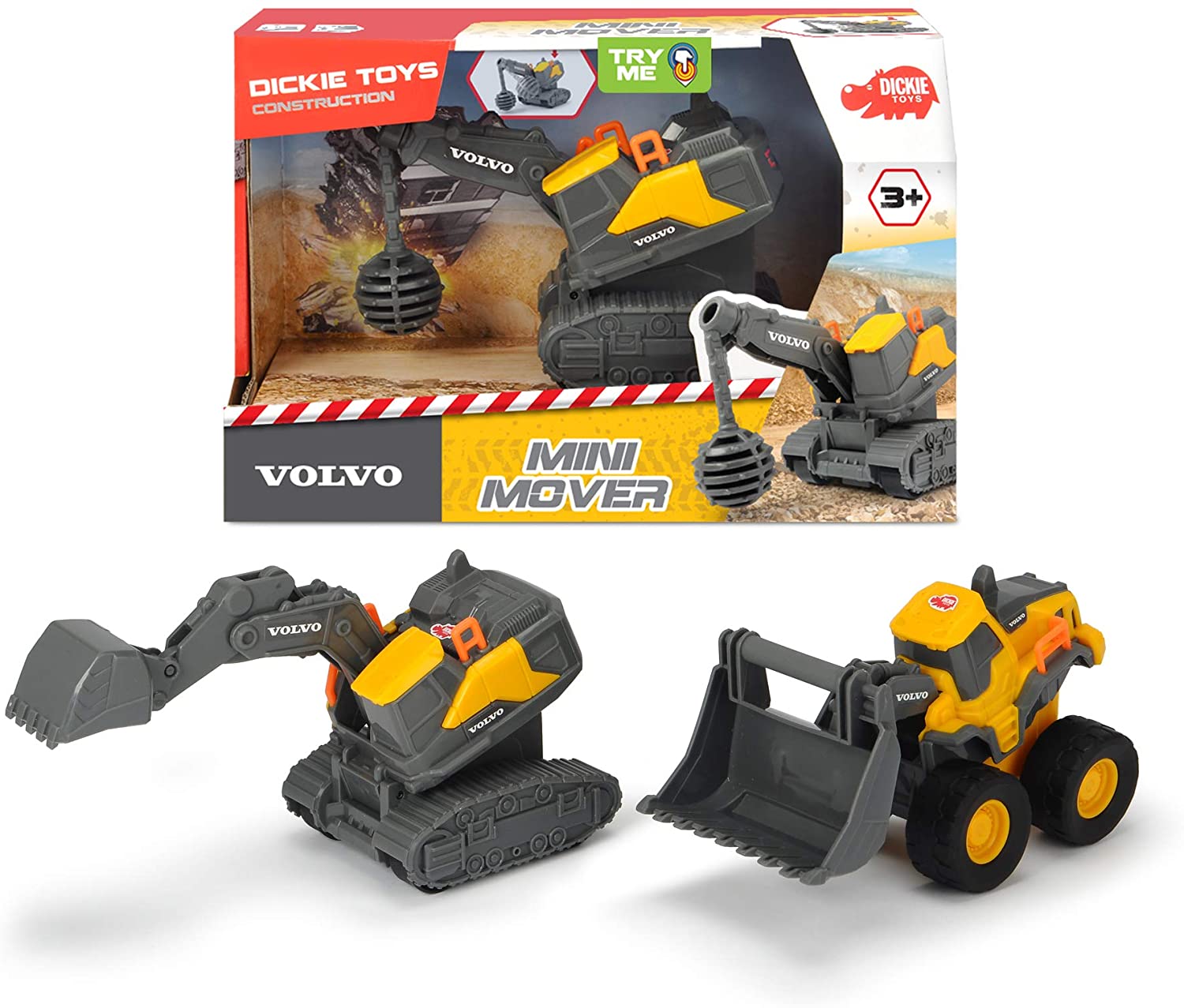 Dickie Toys 203722006 Volvo Mini Mover 3 Assorted Demolition Bulb Or Wheel 