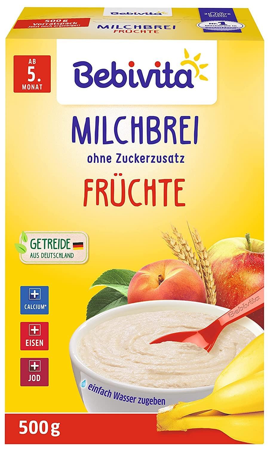 Bebivita Milchbreie ohne Zuckerzusatz Milchbrei Frucht (4x500g)