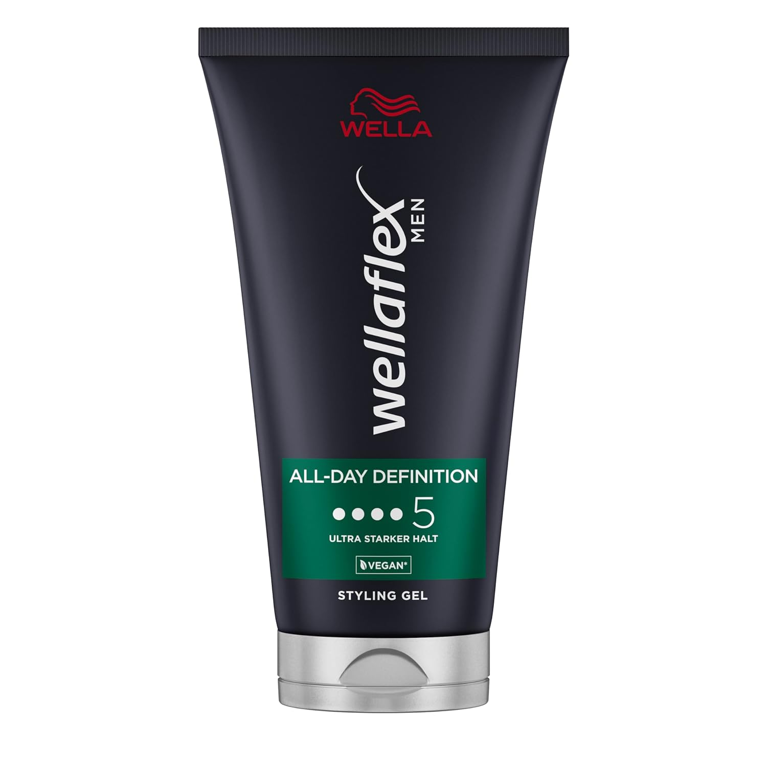 Wellaflex Men All-Day Definition Gel, Ultra Strong Hold Styling Hair Gel, Vegan Hair Gel, Dermatologicalally Tested & Free From Silicones, 150 ml