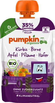Squeeze pumpkin, pear, apple, plum, oats, from the 8th month, 100 g