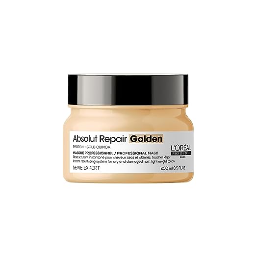 L\'Oréal Professionnel Repairing Hair Mask for Damaged and Dry Hair, with Quinoa, Expert Series, Absolut Repair Gold Mask