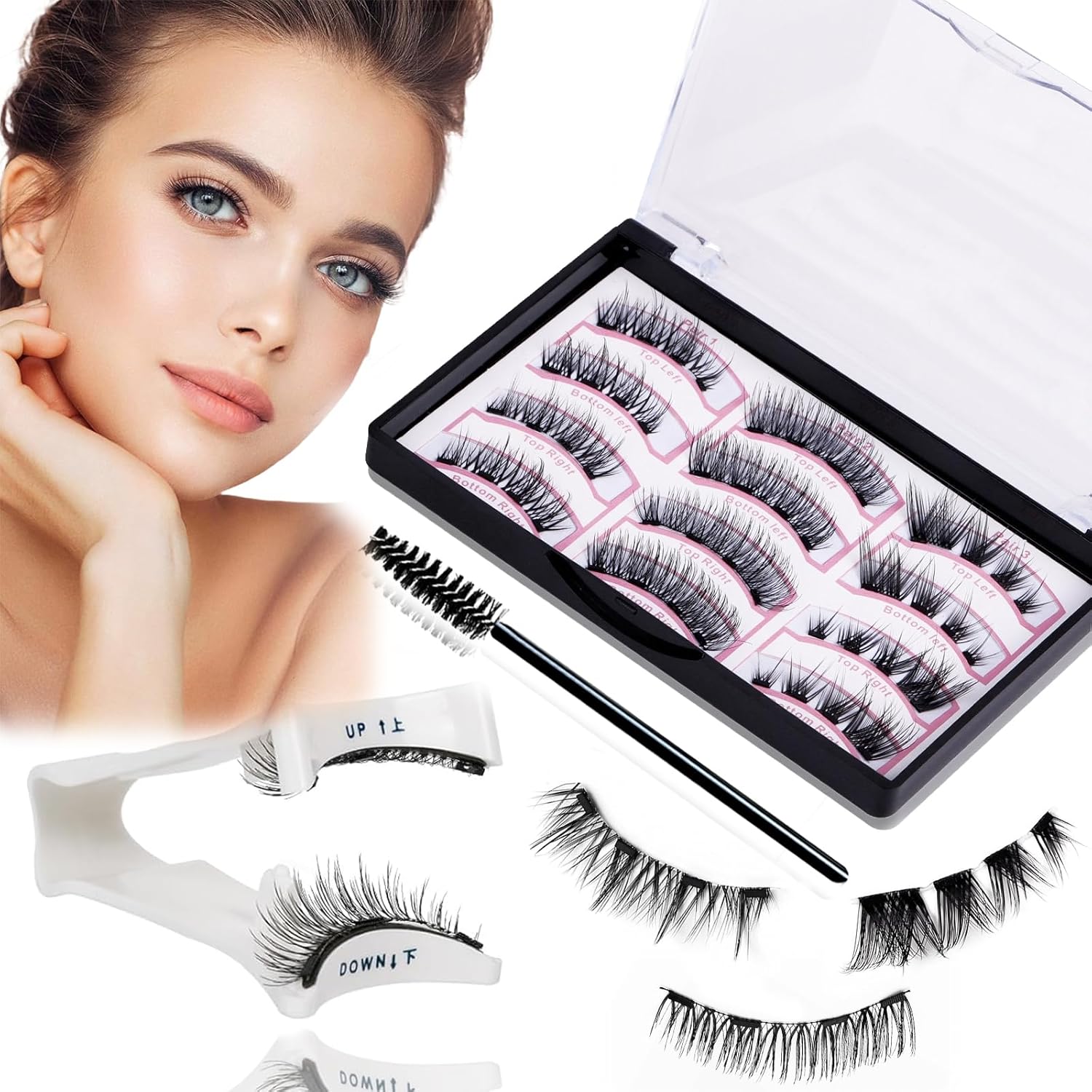 Beatiq Magnetic Eyelashes, Magnetic Eyelashes, Natural Look, 3D Magnetic Eyelashes, Quick Lash Magnetic Eyelashes with Pliers, Magnetic Eyelashes, for Daily Makeup, Dating, Party