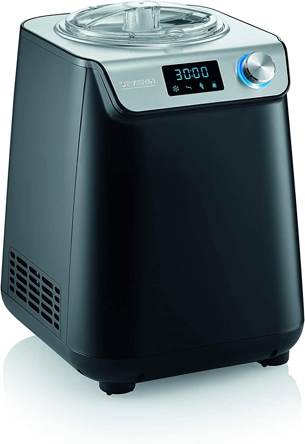 SEVERIN EZ 7409 Ice Cream Maker with Compact Yoghurt Function with 1.2L Capacity, 2 in 1 Self-Cooling Ice Cream Maker with Recipe Book for Sorbets, Ice Cream and Yoghurt