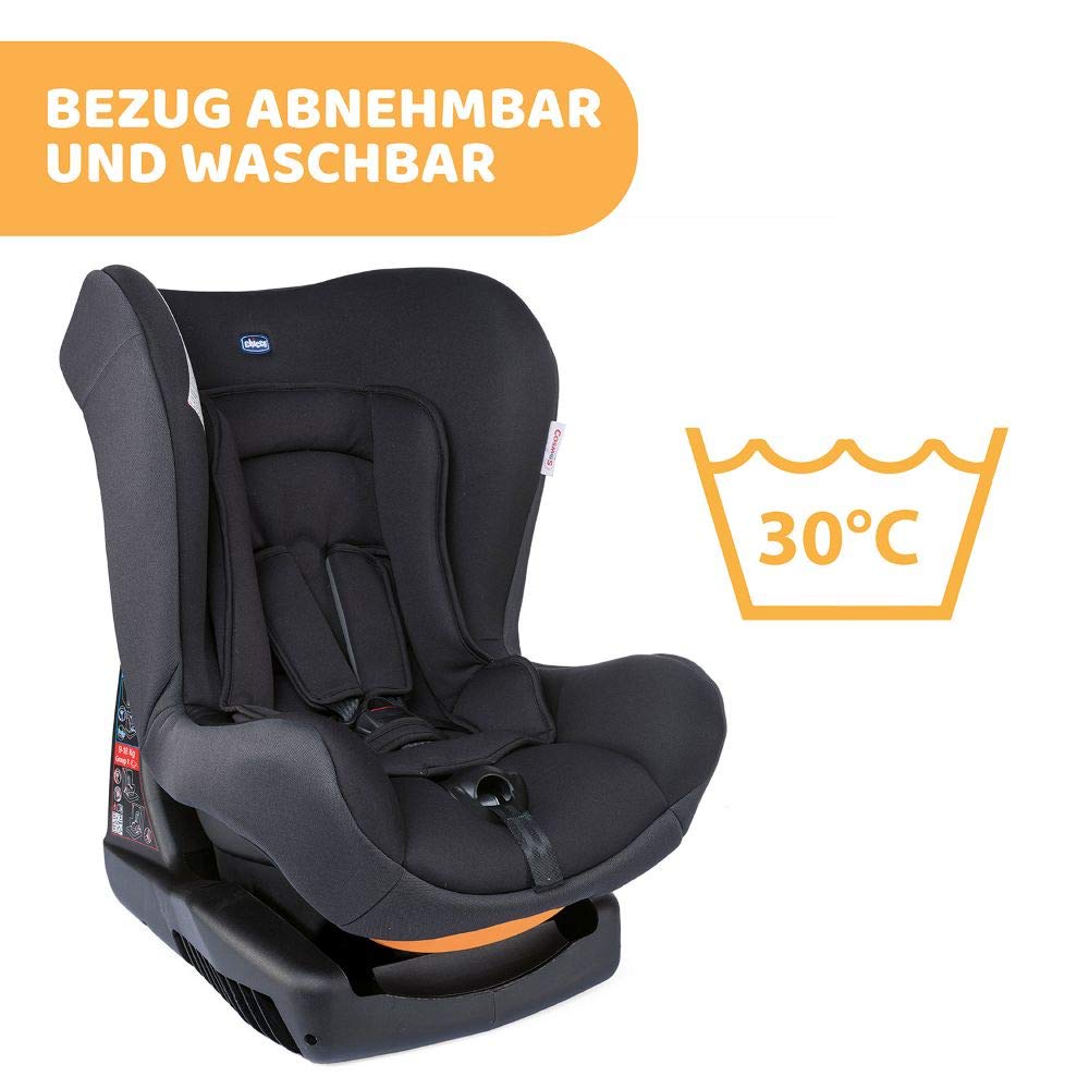Chicco Cosmos Child Car Seat 0-18 kg, Group 0+/1 for Children from 0-4 Years, with Seat Reducer, Soft Padding, Black