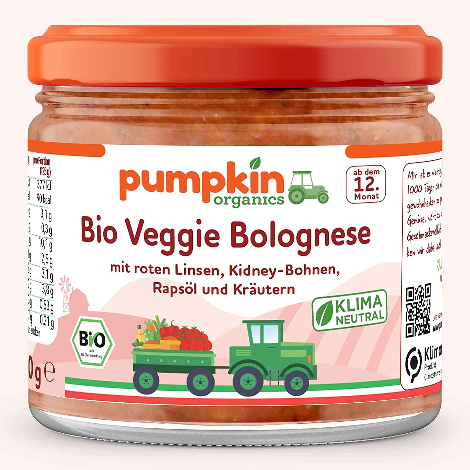 Pumpkin Organics Bio Veggie Bolognese, 6er Pack (6 x 250g)