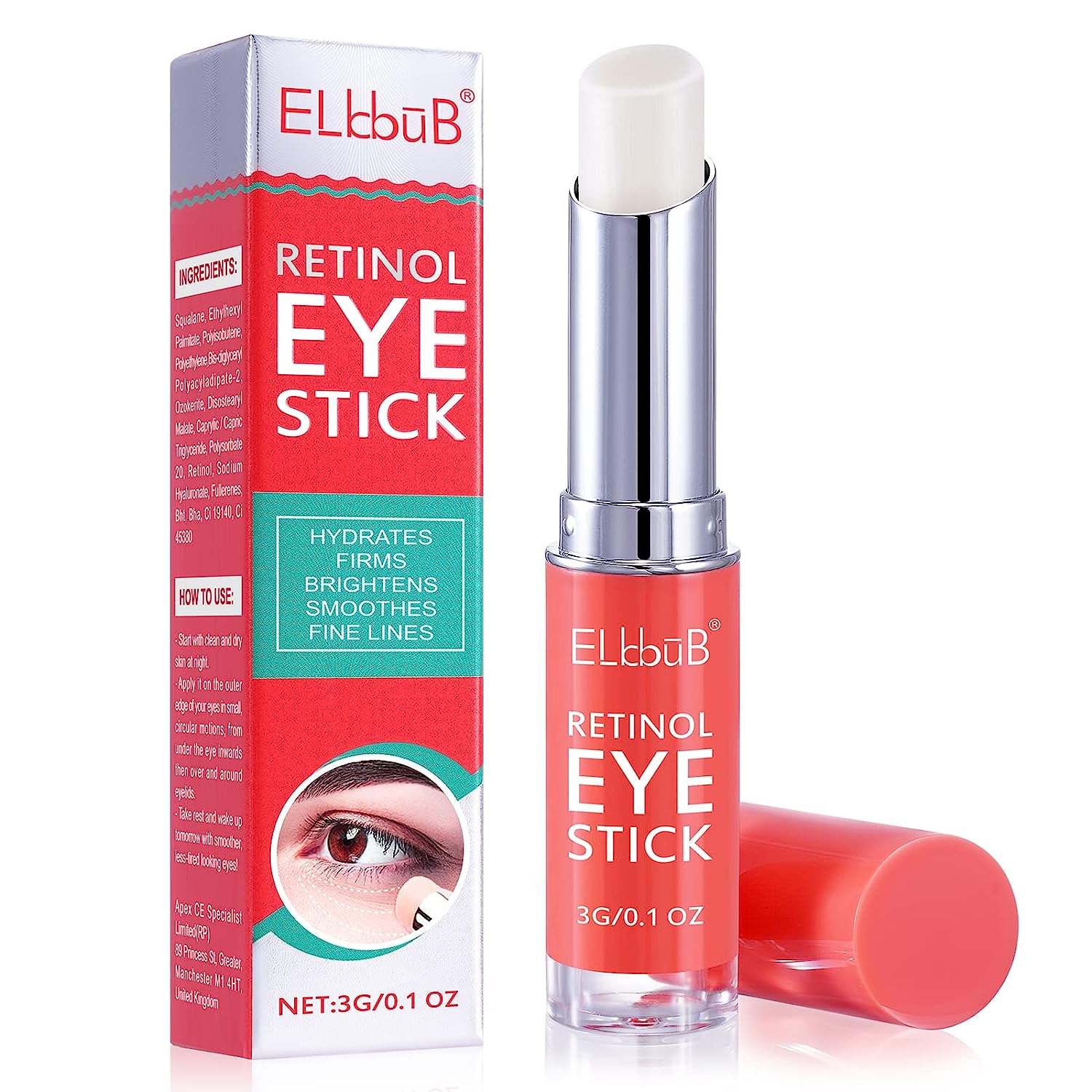 Retinol Eye Stick Anti Wrinkle Eye Cream for Puffy Eyes, Dark Circles, Eye Bags, Crows Feet, Wrinkles, Reduces Wrinkles Saggy Skin Puffy Eyes