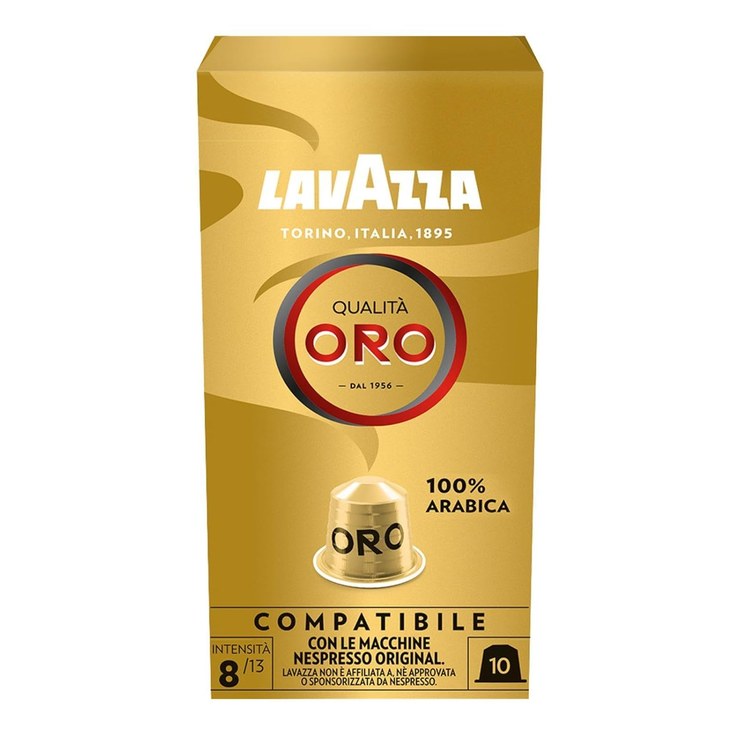 Lavazza Qualità Oro, Arabica Beans with Fruity Floral Flavor, 10 Capsules, Nespresso Compatible