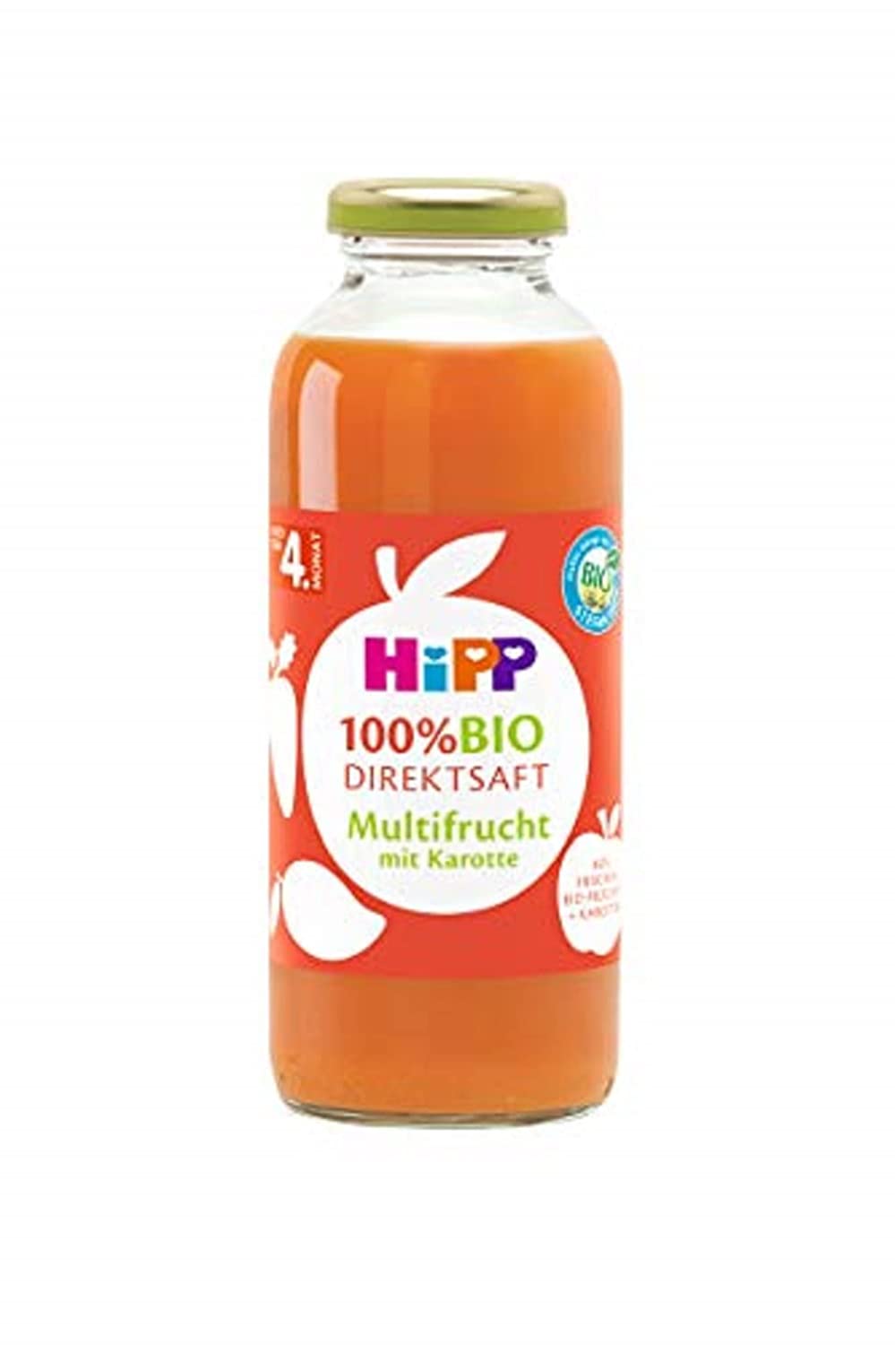 Hipp 100% Bio-Direkt-Säfte, Direktsaft Multifrucht mit Karotte, 6er Pack (6 x 330 ml)