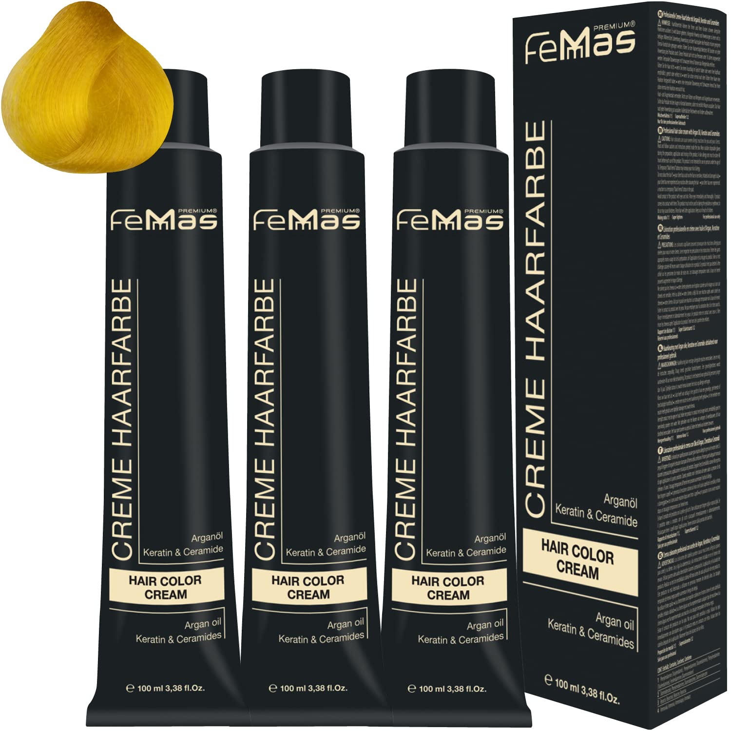 Femmas Hair Colour Cream 100 ml Hair Colour Pack of 3 Pure & Mix Yellow, ‎pure