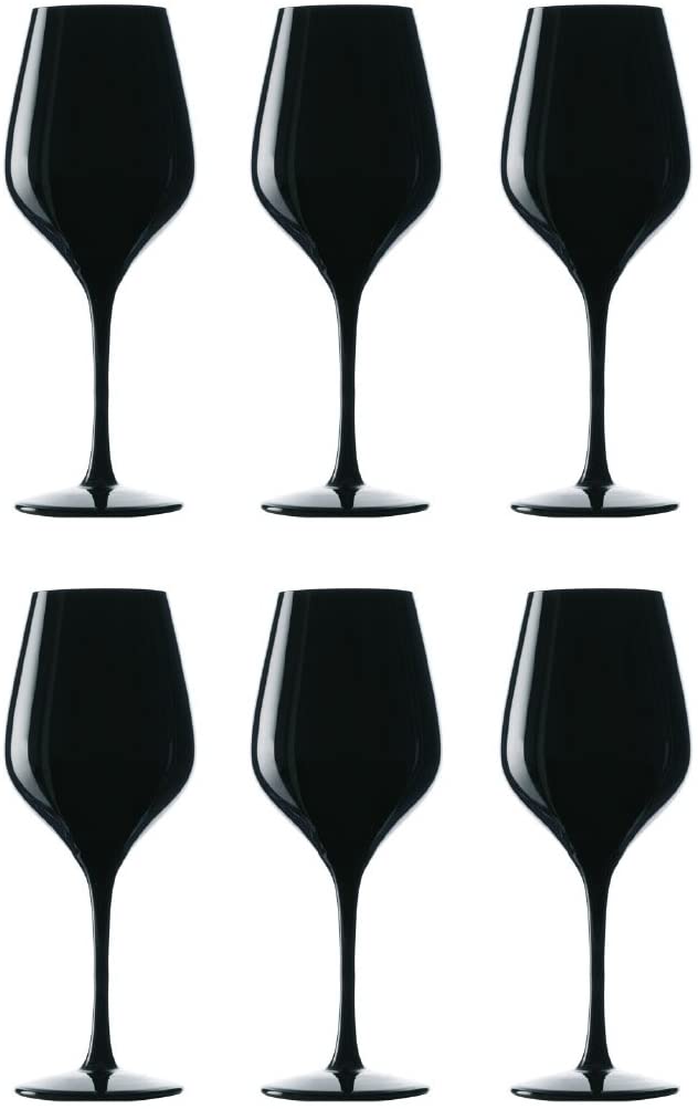 Stölzle Lausitz Blind Tasting 147 74 02 Wine Glasses in Black, Set of 6, 350 ml, Made in Germany