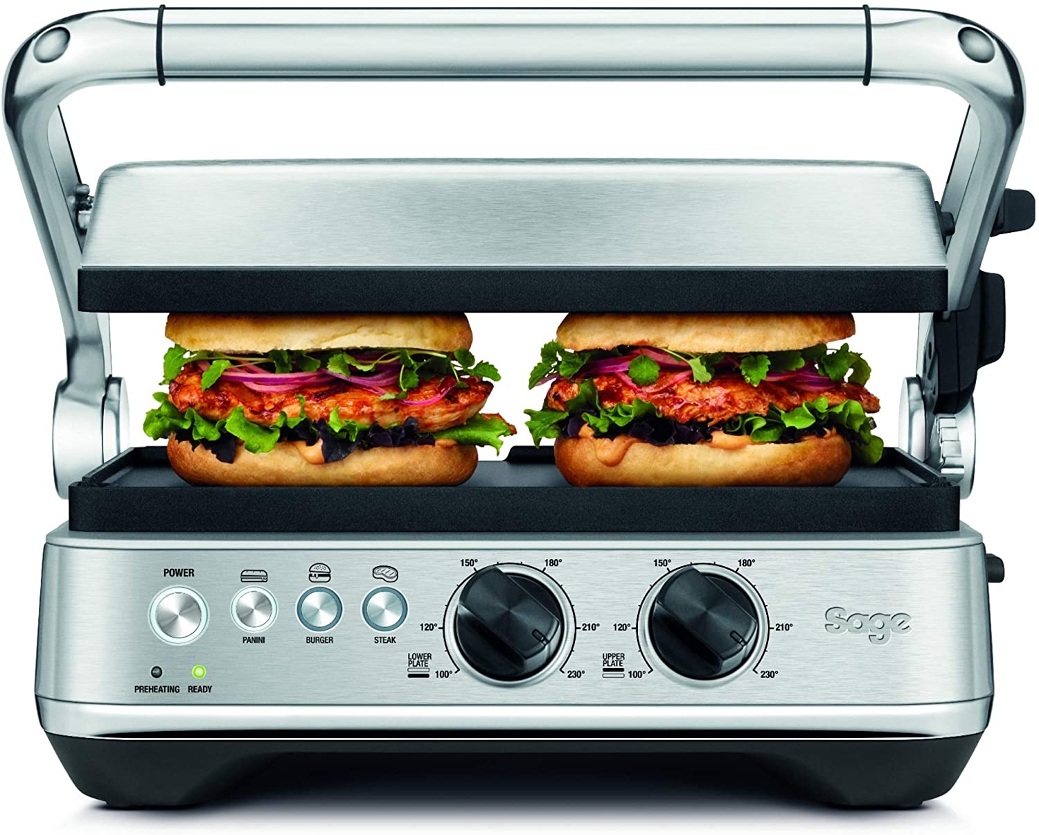 Sage Appliances SGR700 the BBQ and Press, Grill, Brushed Stainless Steel