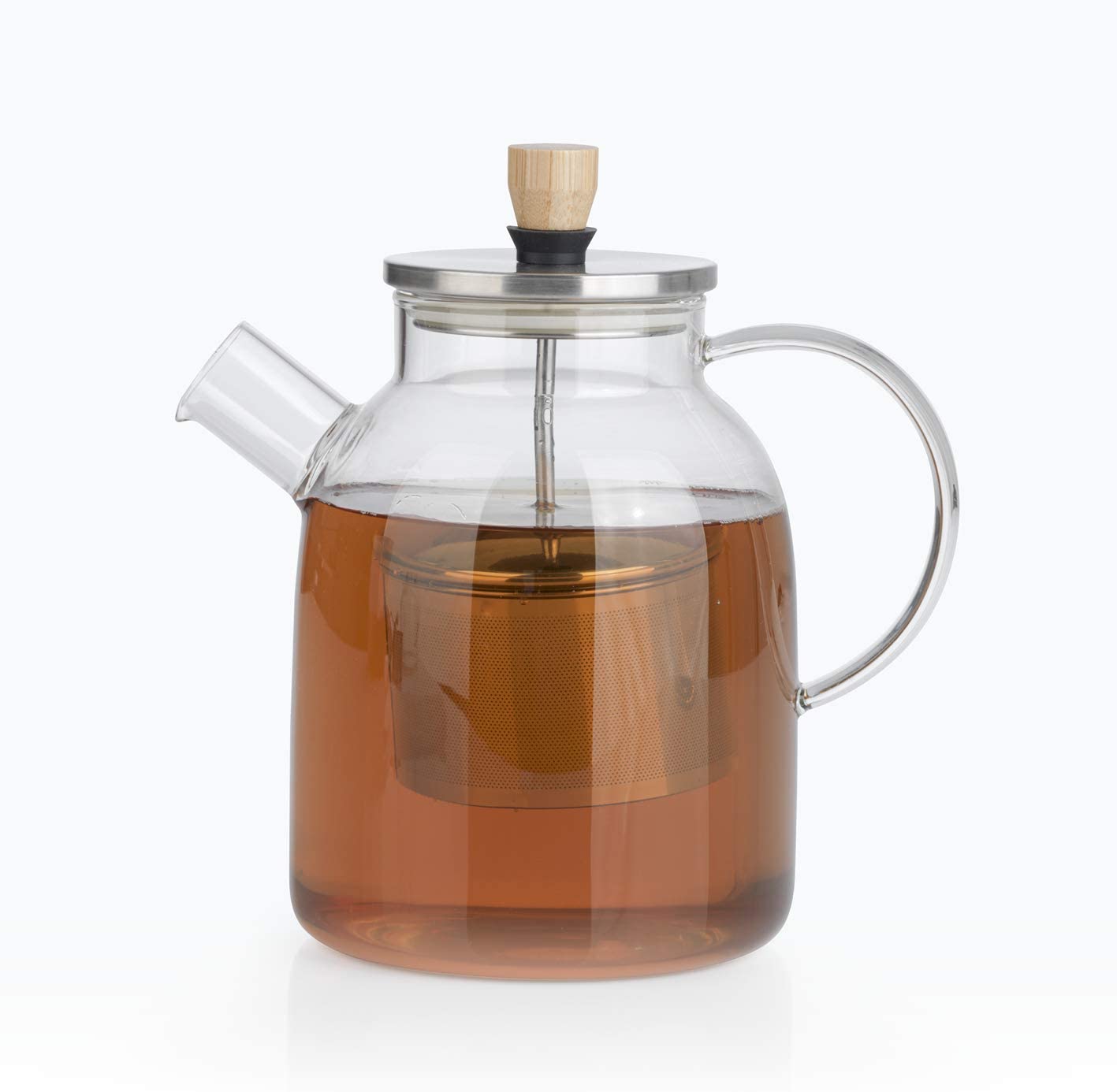 BEEM Teekanne Glass Jug with Strainer Insert - 1.5 Litres | Teapot Glass | Strainer Stainless Steel with Lifting Function | Heat-Resistant Glass | For Hot Tea or Iced Tea