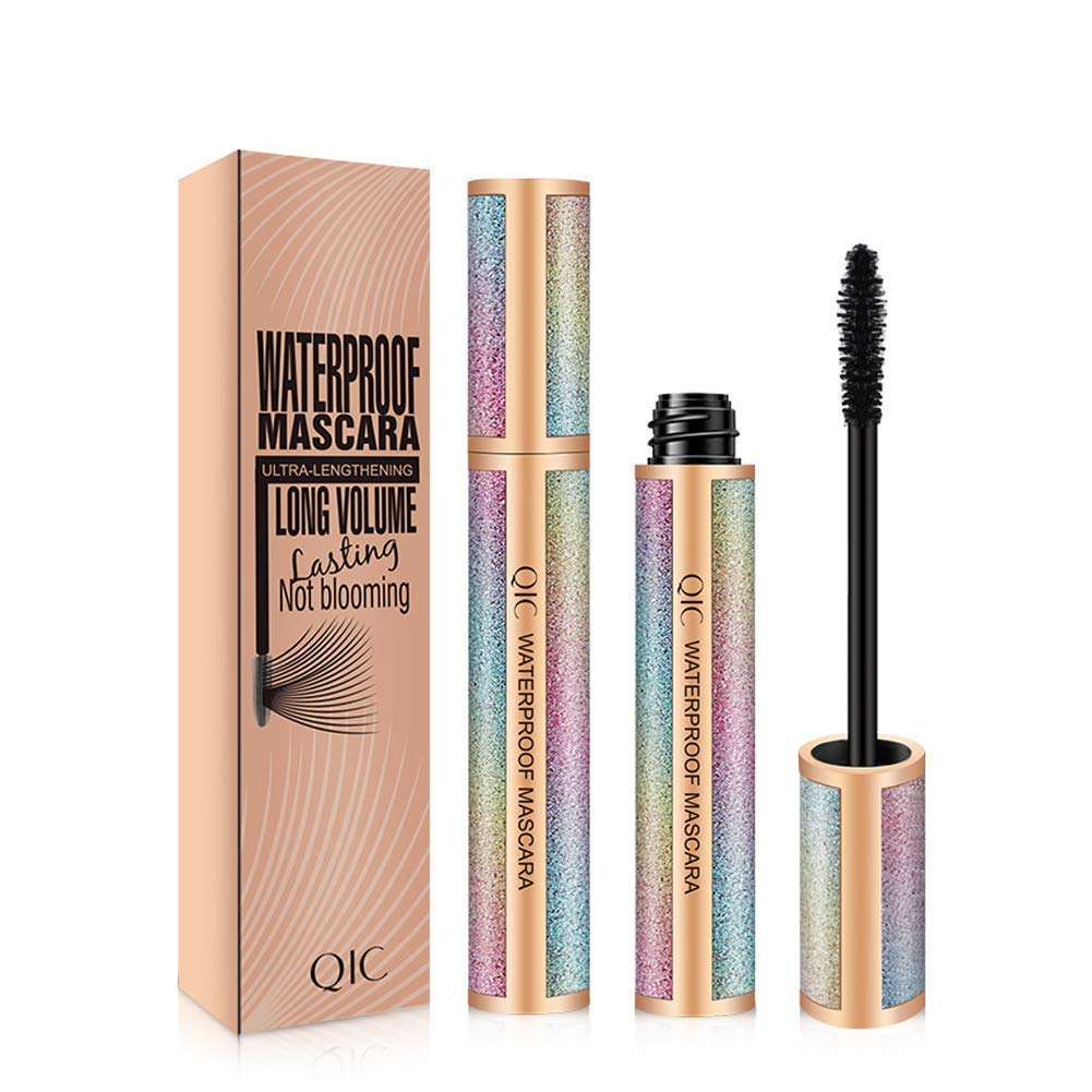 HZZYJ Mascara Mascara Silk Fibre Black Volume and Length Waterproof Mascara Black 4D Mascara Durable Natural Eye Makeup Not Blooming, ‎yellow