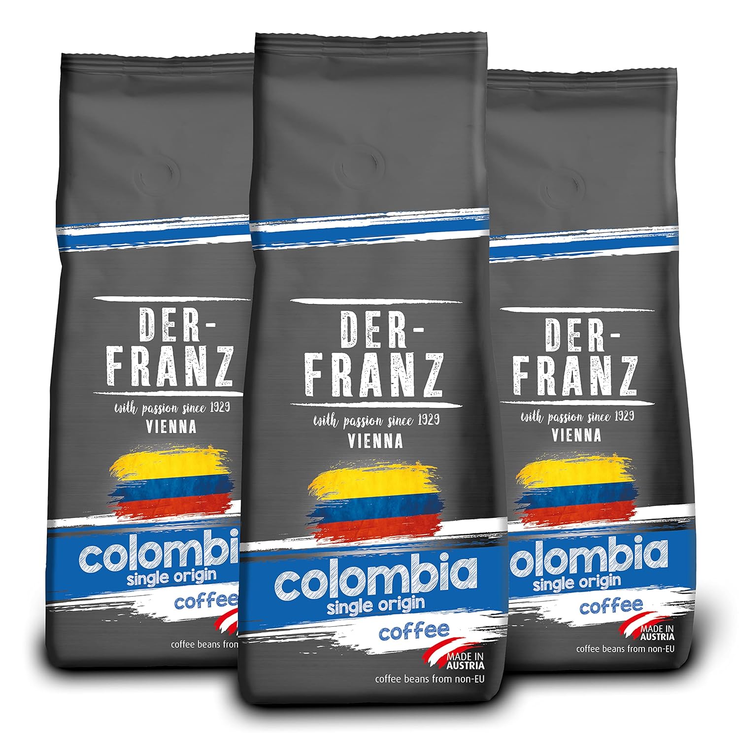 Der-Franz Columbia Single Origin Coffee Whole Bean 3 x 500 g