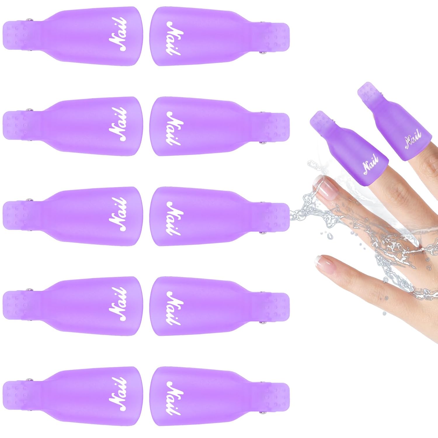 LOPHE Nail Polish Remover Clips, Pack of 10 Nail Polish Remover Clips Set, Gel Cap Soak Clip Soak Away Nail Clips, for Toenails & Fingers, UV Gel Polish Removal (Purple)