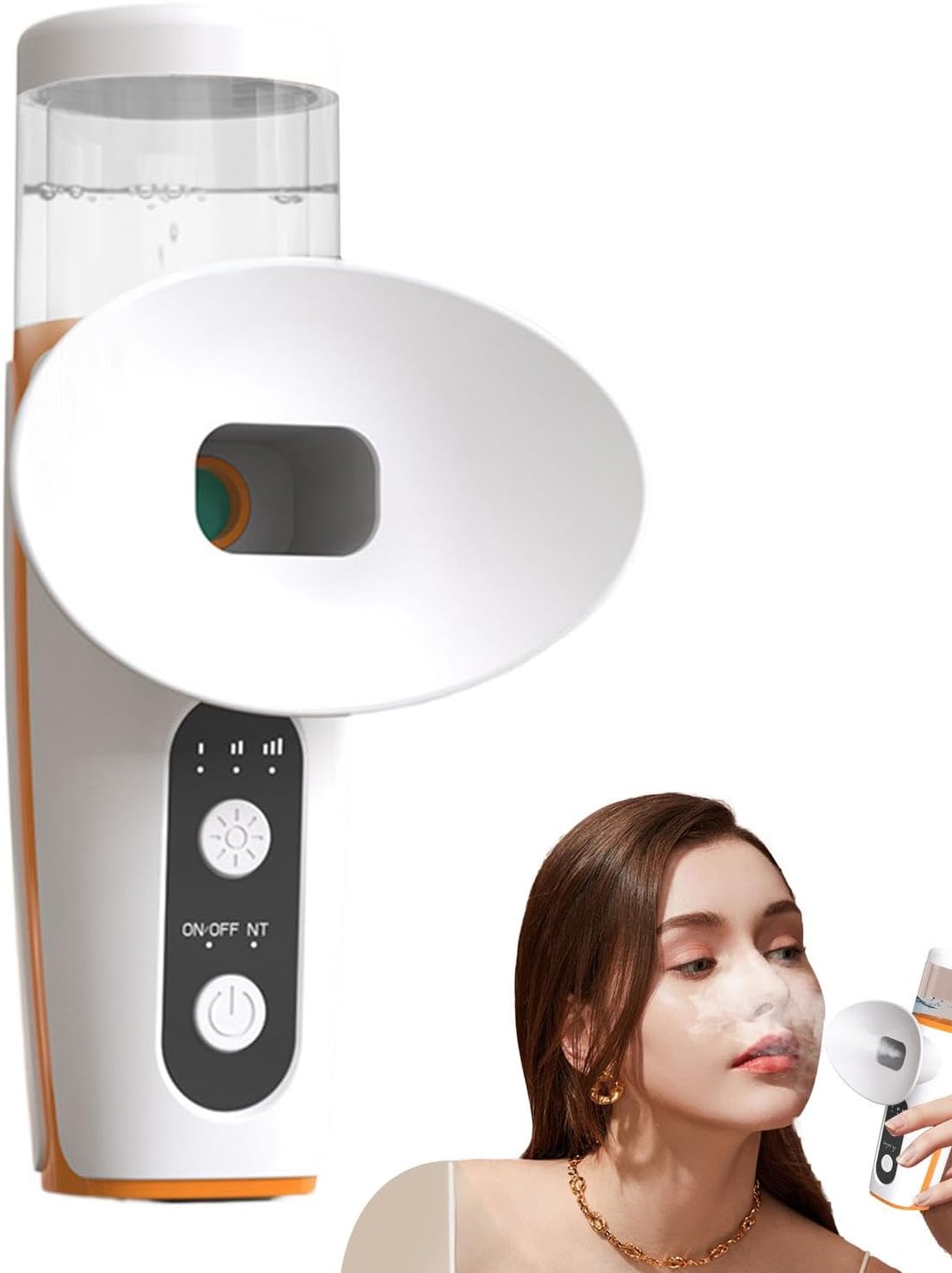 Eye Steam Device, Nano Eye Humidifier, Dry Relief Sprayer, Rechargeable Battery, Easy to Use, 6.2 x 6.9 x 12.4 cm, White, Green, for Moisture and Soothing