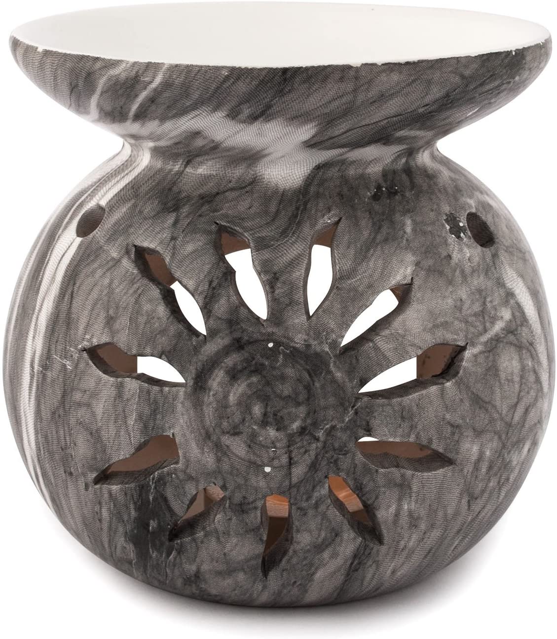 Ceramic Marble Pajoma 16843 Scented Oil Lamp, Height 11 Cm, Grey