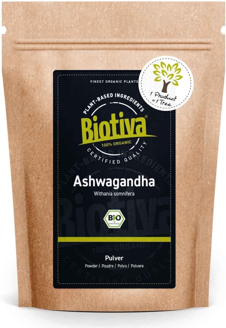 Biotiva Ashwagandha Organic Powder 250 g - Ashwaganda Root Powder - Sleeping Berry - Ayurveda - Indian Ginseng - Withania Somnifera - Bottled in Germany (DE-ÖKO-005) - Vegan