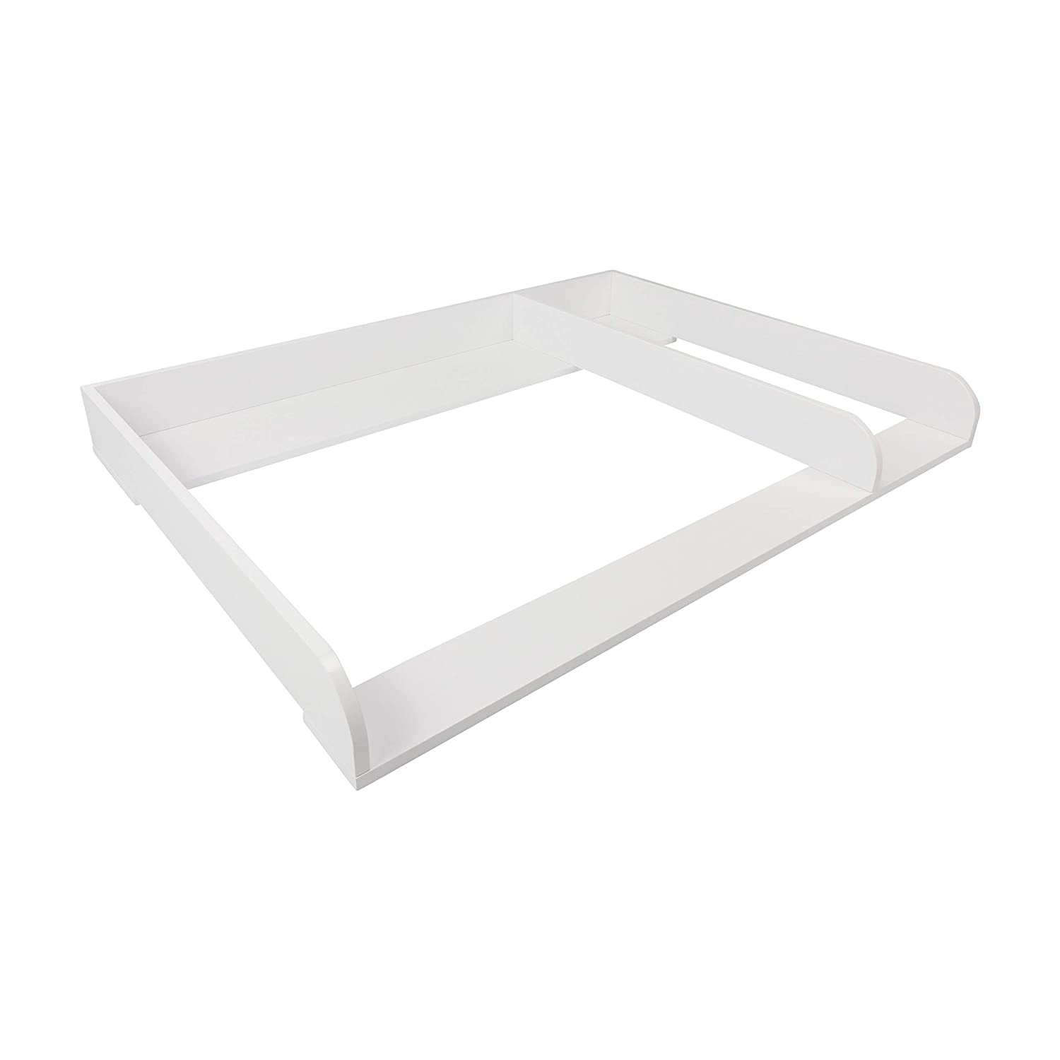 PuckDaddy XXL Kimi Changing Mat, 108 x 80 x 10 cm, Wooden Changing Mat in White, High-Quality Changing Table Top with Divider, Suitable for IKEA Hemnes Dressers, Includes Wall Mount