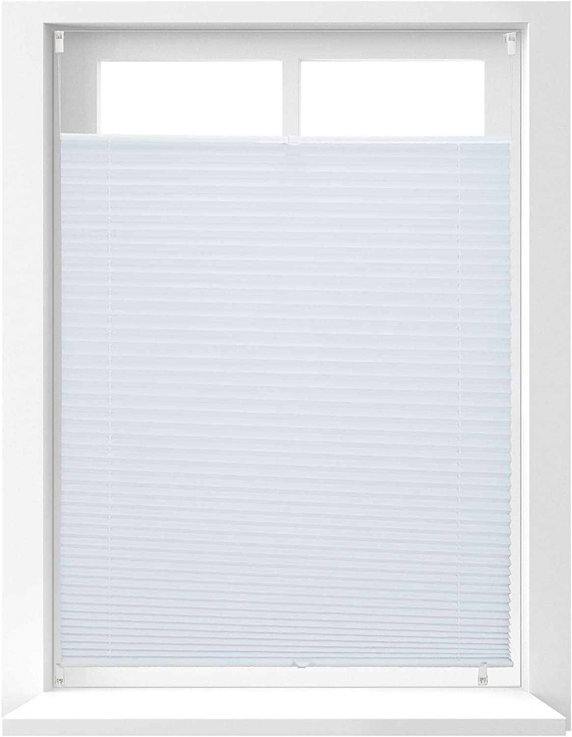 1 X Pleated Blind Without Drilling, Klemmfix For Gluing, Folding Blind Tran