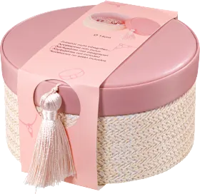 Jewelry box, round, pink/beige, 1 pc