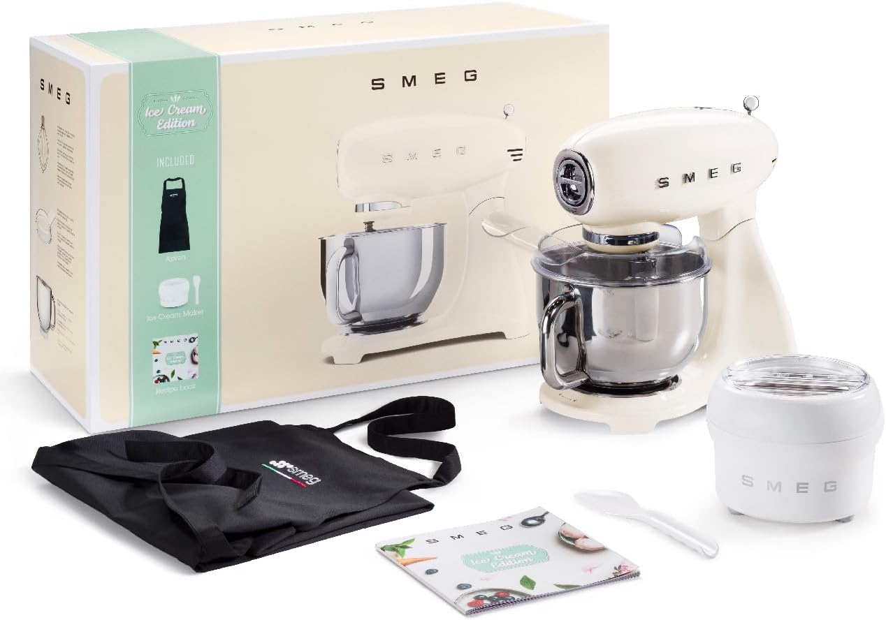 SMEG, SMF33crit Ice Cream Edition Kneading Machine With Ice Maker, Grambioule and Cookbook Included