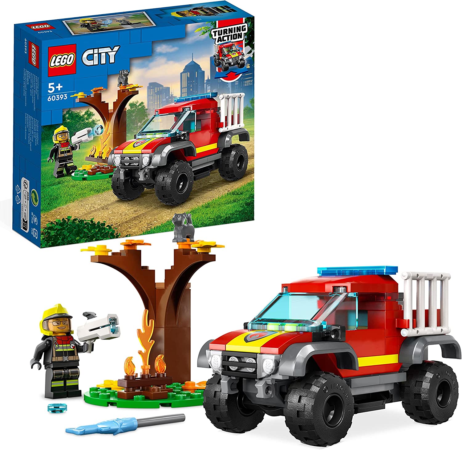 LEGO 60393 City Fire Engine Pickup Set, Fire Engine Toy Car with Fire Engine Power for Children from 5 Years with Mini Figure