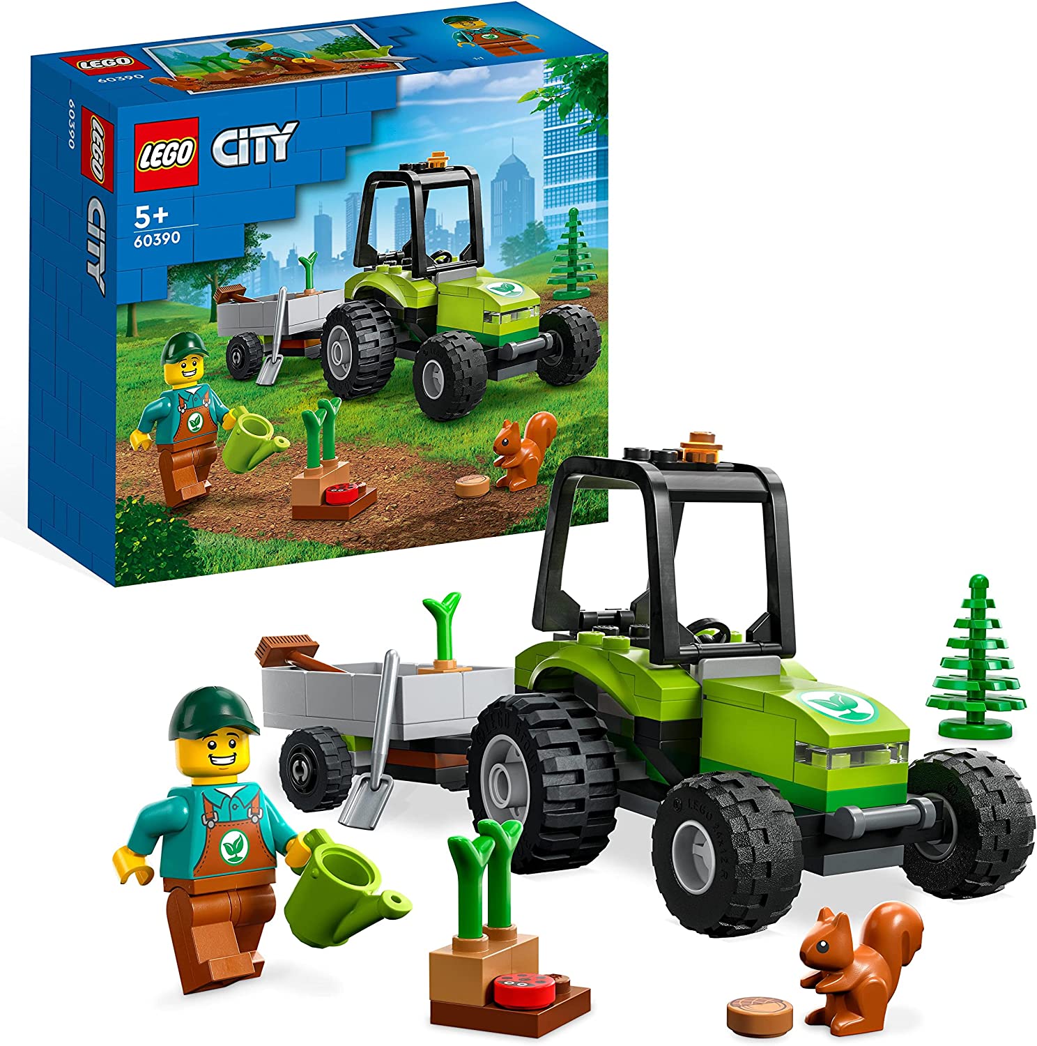 LEGO 60390 City Small Tractor, Toy Tractor with Trailer, Farm Vehicle Set with Gardener Mini Figure & Animal Figure, Construction Toy from 5 Years