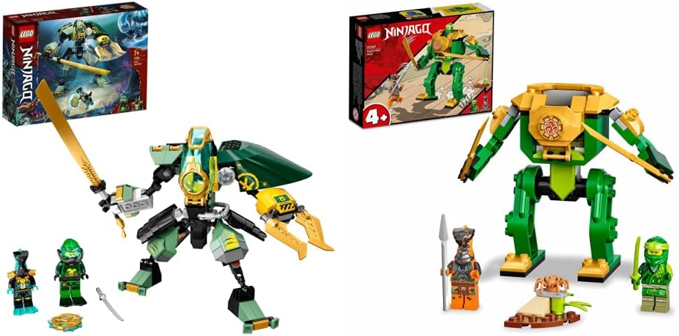 LEGO 71750 Ninjago Lloyds Hydro-Mech, Underwater Set, from 7 Years & 71757 Ninjago Lloyds Ninja-Mech, Action Figure for Children from 4 Years, Toy with Snake Figure, Children\'s Toy