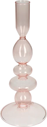 Decorating & furnishing stick candle holder made of glass, old pink, 1 piece