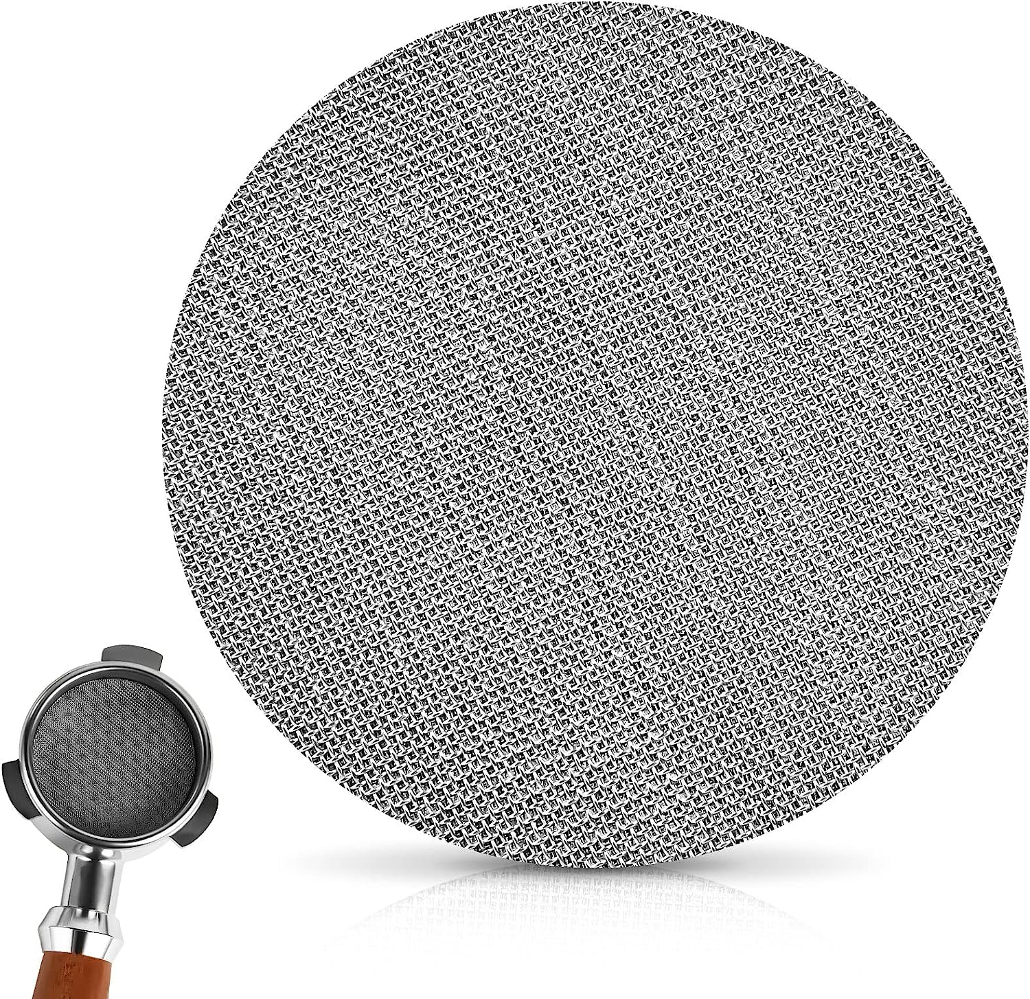 Hotut puck screen 58 mm, espresso puck strainer, coffee filter plate 1.7 mm thickness 150 μm, stainless steel 316l, reusable puck filter for espresso filter holder