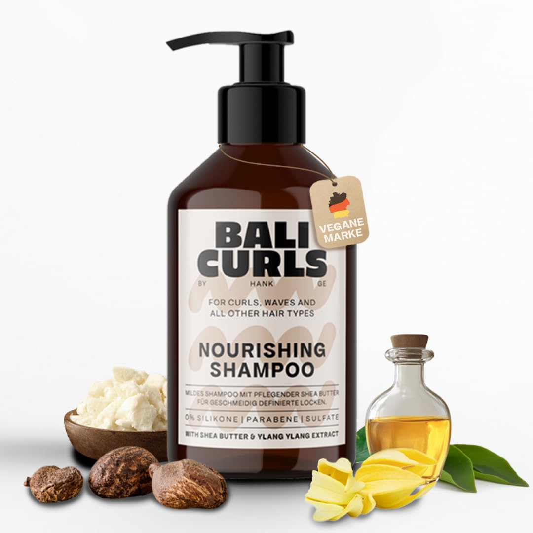 Bali Curls Nourishing Shampoo - Nourishing Hair Shampoo without Sulfates, Parabens and Silicones - High-Quality Shampoo for Natural Curls - Vegan Hair Wash for Smooth, Healthy Hair - 250 ml
