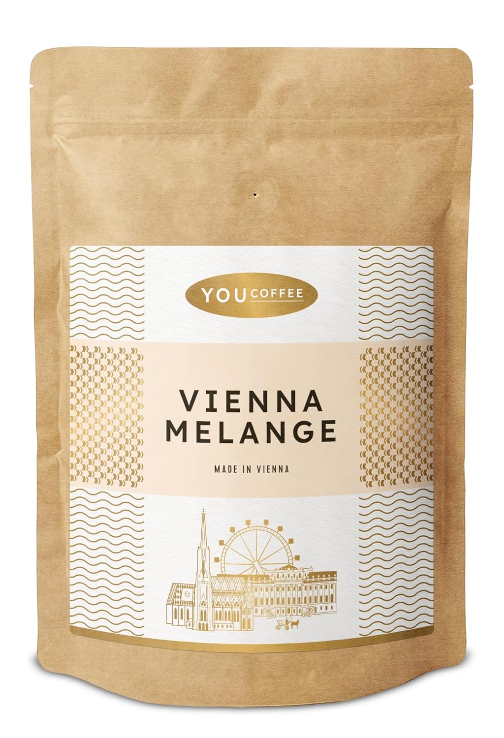 You Coffee Vienna Melange - 100% Arabica - Aroma Notes of Hazelnut & Dark Chocolate - Made in Vienna - 1000 g Whole Beans
