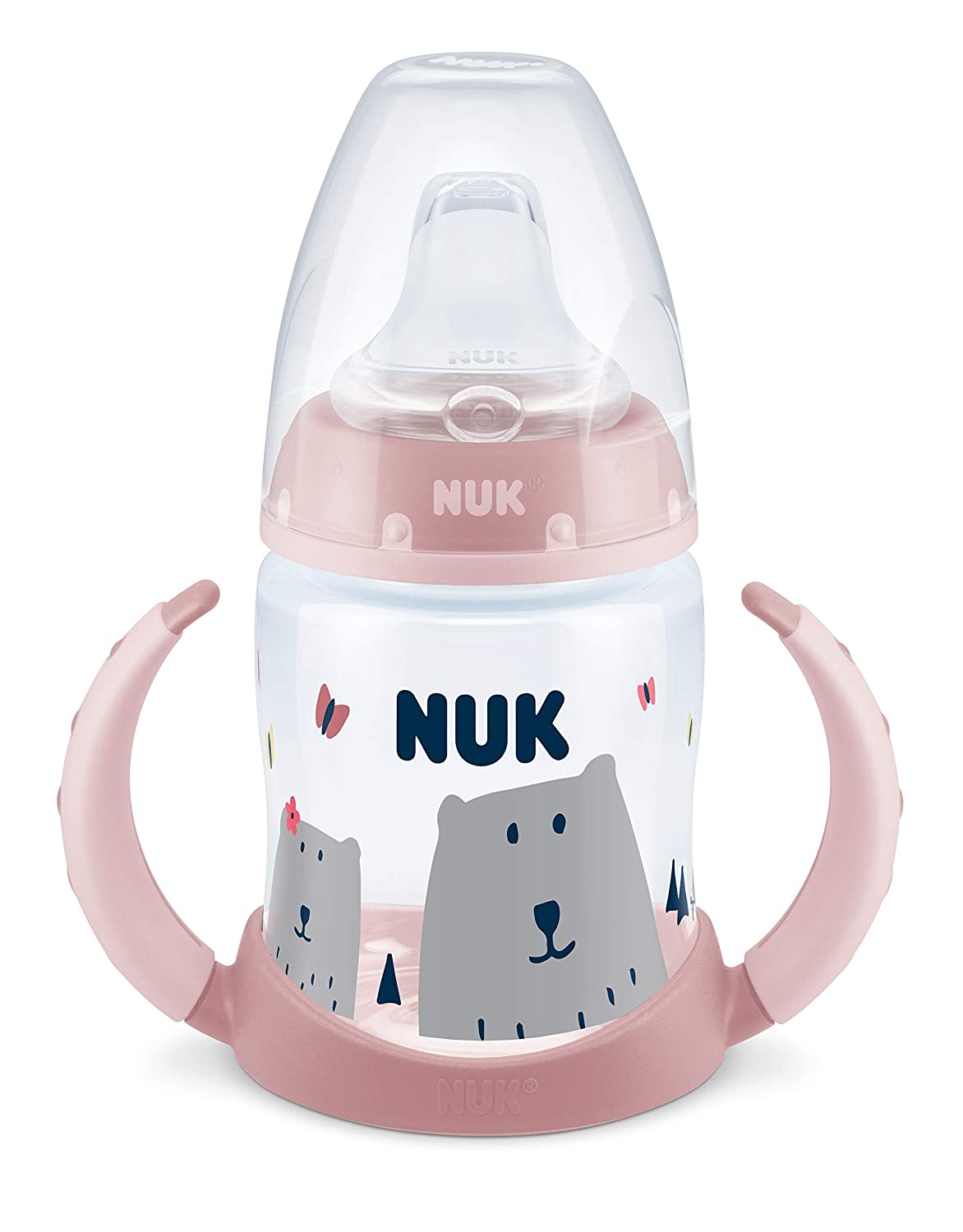 NUK 10215311 Hello Adventure First Choice Learn-to-Drink Bottle 150 ml Leak-Proof 6-18 Months 1 Piece Girl Pink