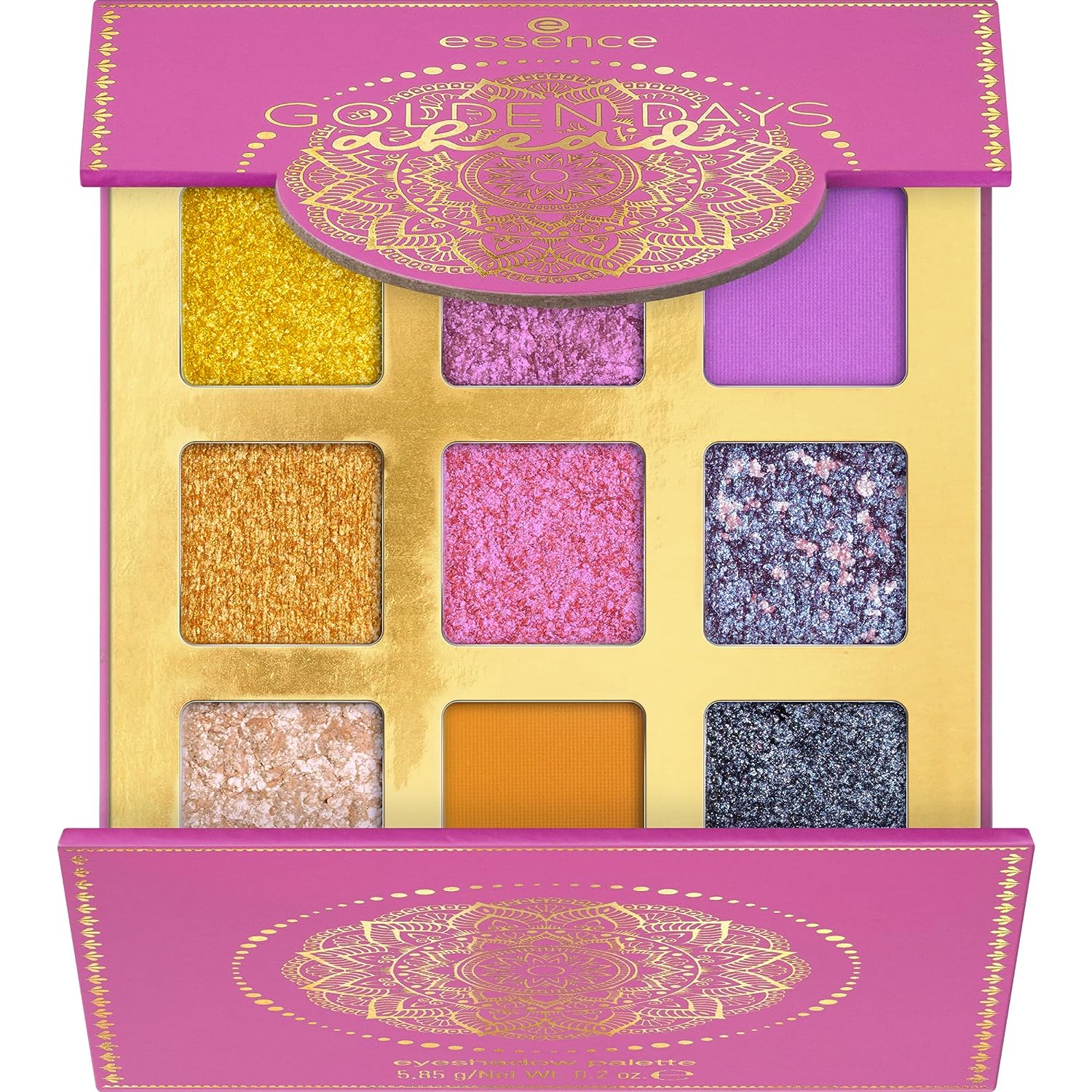 Essence Golden Days ahead Eyeshadow Palette, No. 01, Multicoloured, 9 Colours, Glossy, Intense, Vegan, No Microplastic Particles, Nanoparticles Free, Perfume, Pack of 1 (5.85 g)